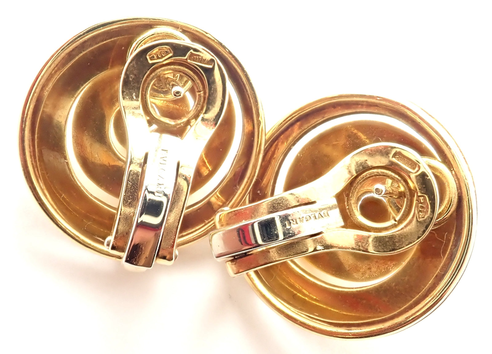 Authentic! Vintage BULGARI BULGARI 18k Yellow Gold Swirl Earrings | Fortrove