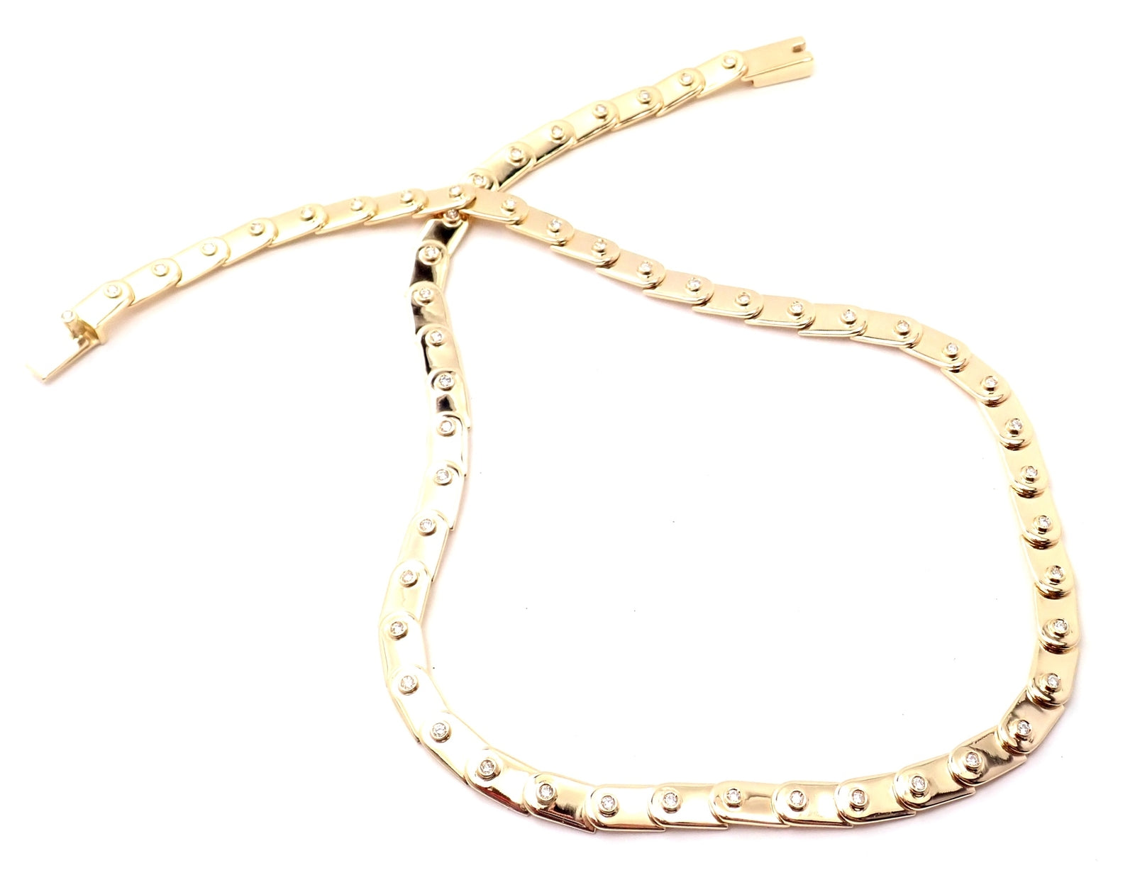 Rare! Authentic Gucci 18k Yellow Gold Diamond Tennis Necklace | Fortrove
