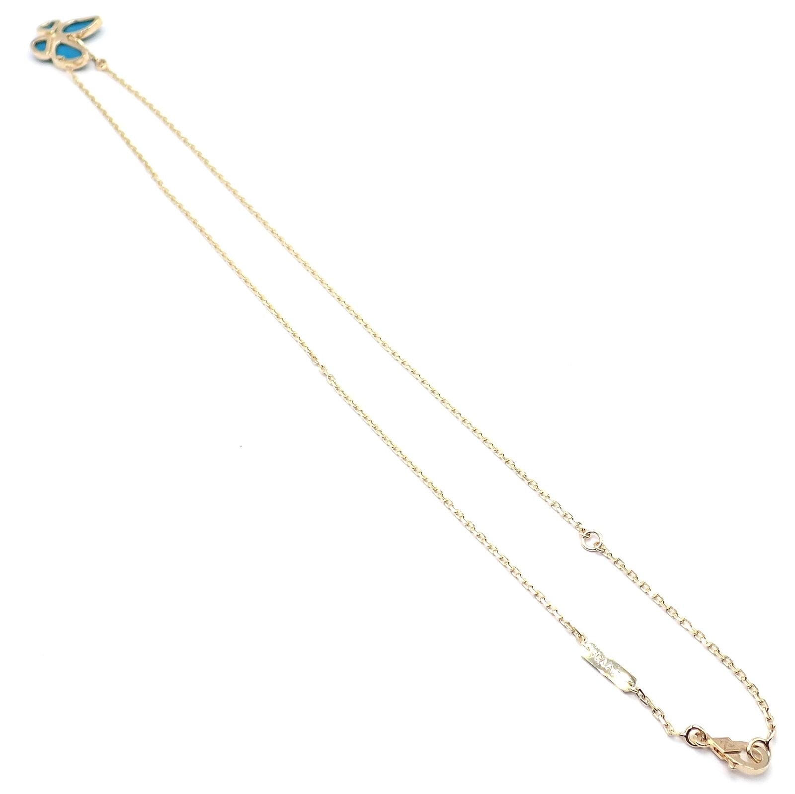 Van Cleef & Arpels Jewelry & Watches:Fine Jewelry:Necklaces & Pendants Van Cleef & Arpels 18k Gold Diamond Turquoise Butterfly Pendant Necklace Cert.