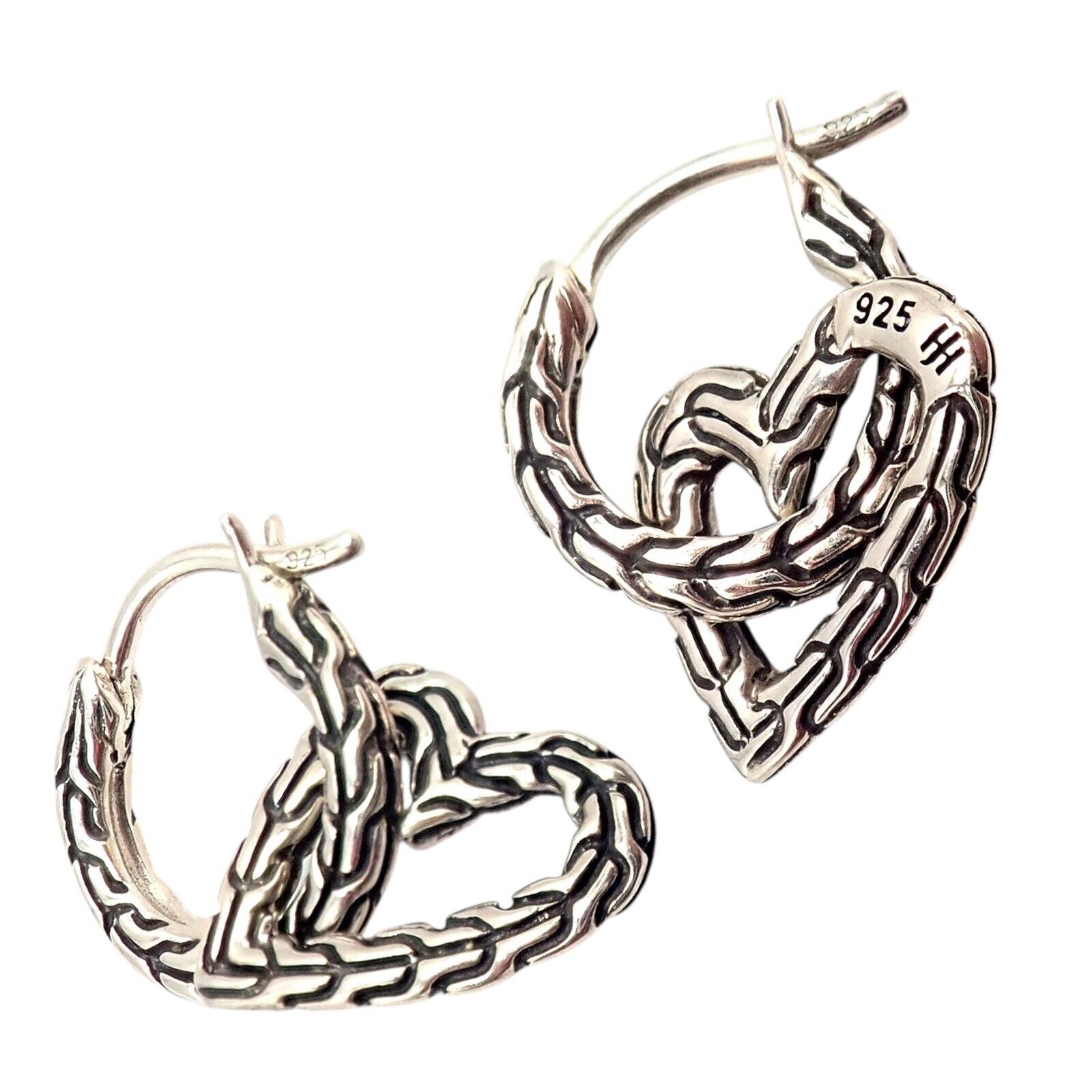 Authentic! John Hardy JH Silver Manah Heart Earrings | Fortrove