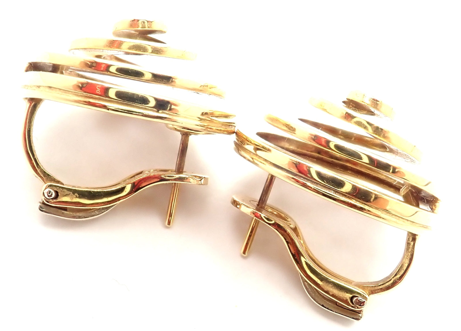 Authentic! Vintage BULGARI BULGARI 18k Yellow Gold Swirl Earrings | Fortrove