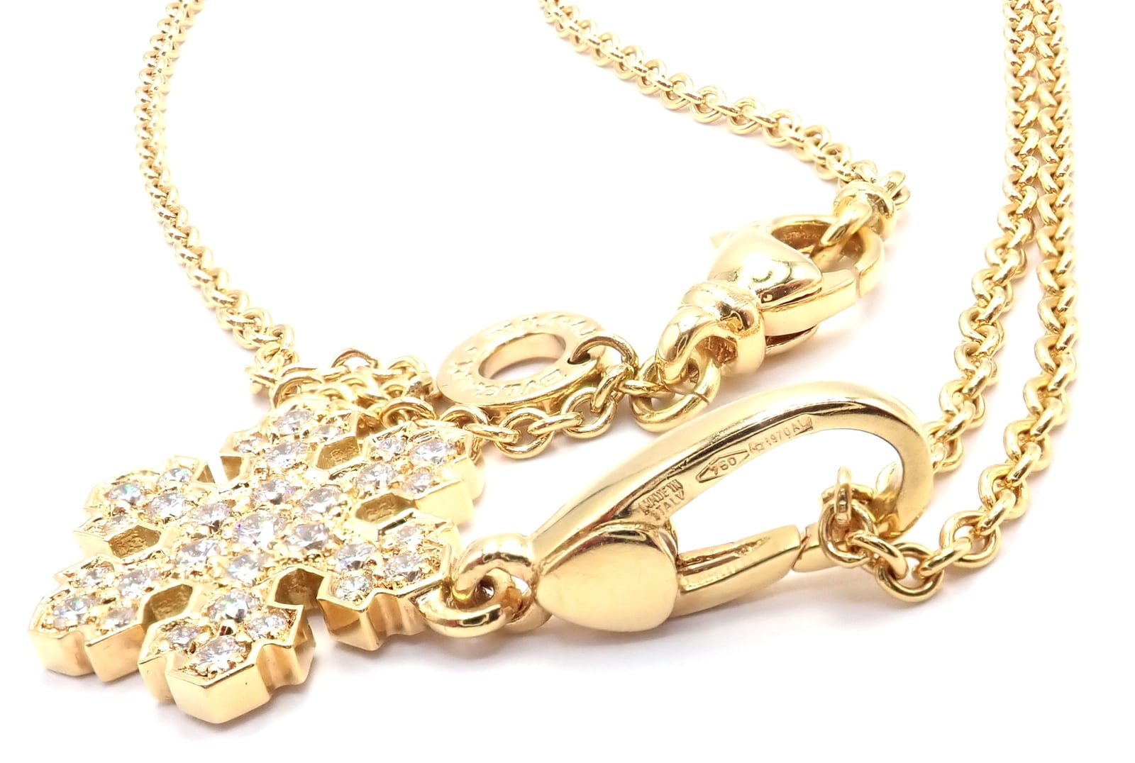 Bvlgari Jewelry & Watches:Fine Jewelry:Necklaces & Pendants Bulgari Bvlgari Fiocco De Neve Snowflake 18k Gold Diamond Pendant Necklace Paper