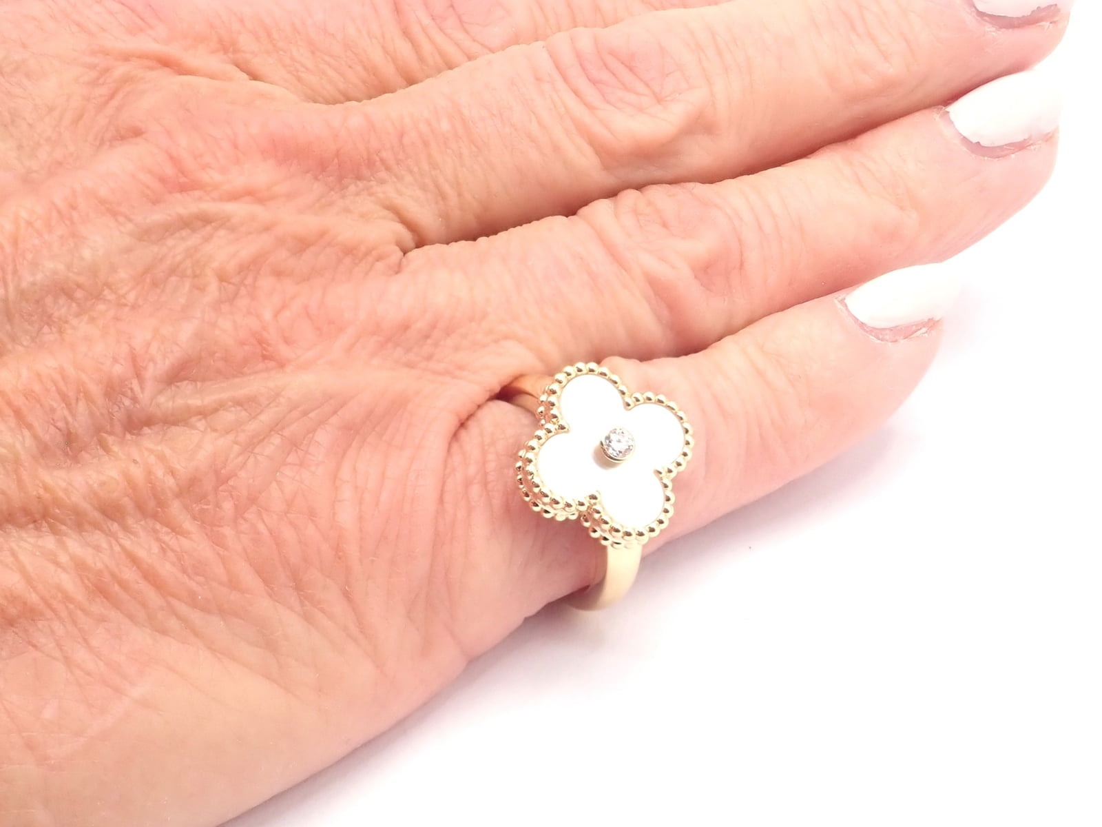 Van Cleef & Arpels Jewelry & Watches:Fine Jewelry:Rings Van Cleef & Arpels Vintage Alhambra 18k Yellow Gold Mother Of Pearl Diamond Ring