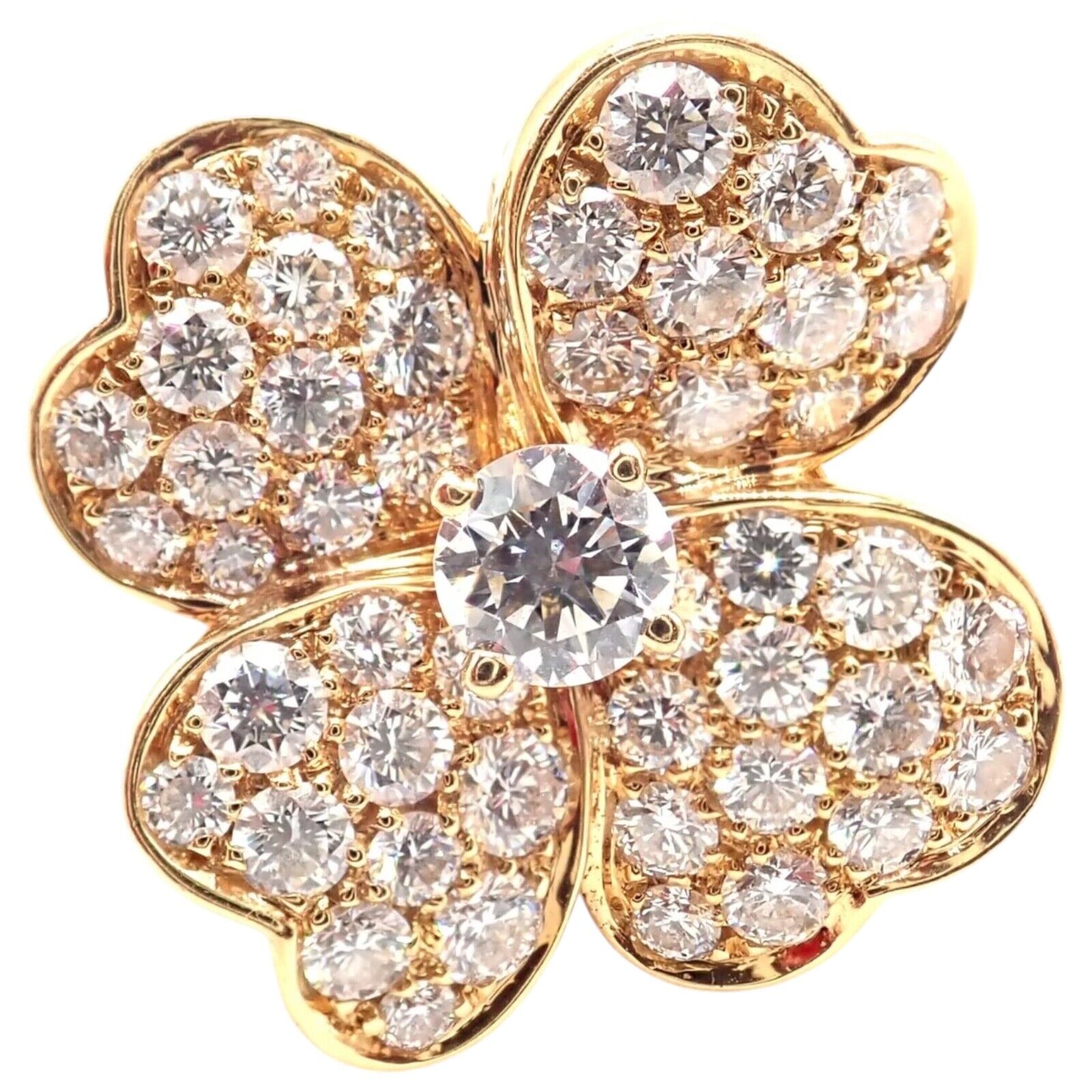 Authentic! Van Cleef & Arpels Cosmos 18k Yellow Gold Diamond Medium Model Ring | Fortrove