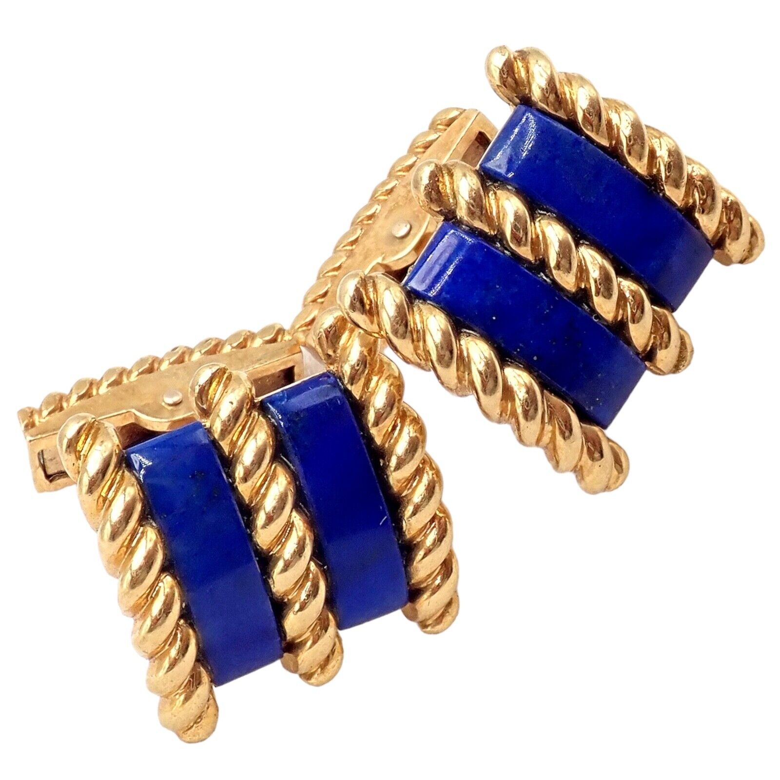 Tiffany & Co. Jewelry & Watches:Men's Jewelry:Cufflinks Vintage! Tiffany & Co. 18k Yellow Gold Large Lapis Lazuli Rope Cufflinks