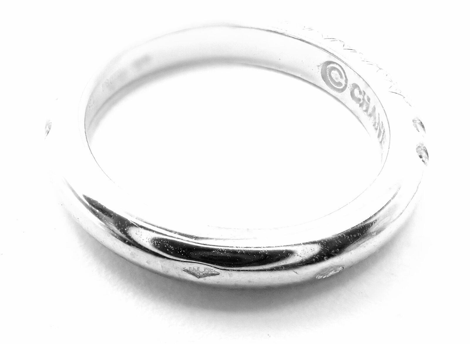 Authentic! Chanel 18k White Gold Diamond Band Ring | Fortrove