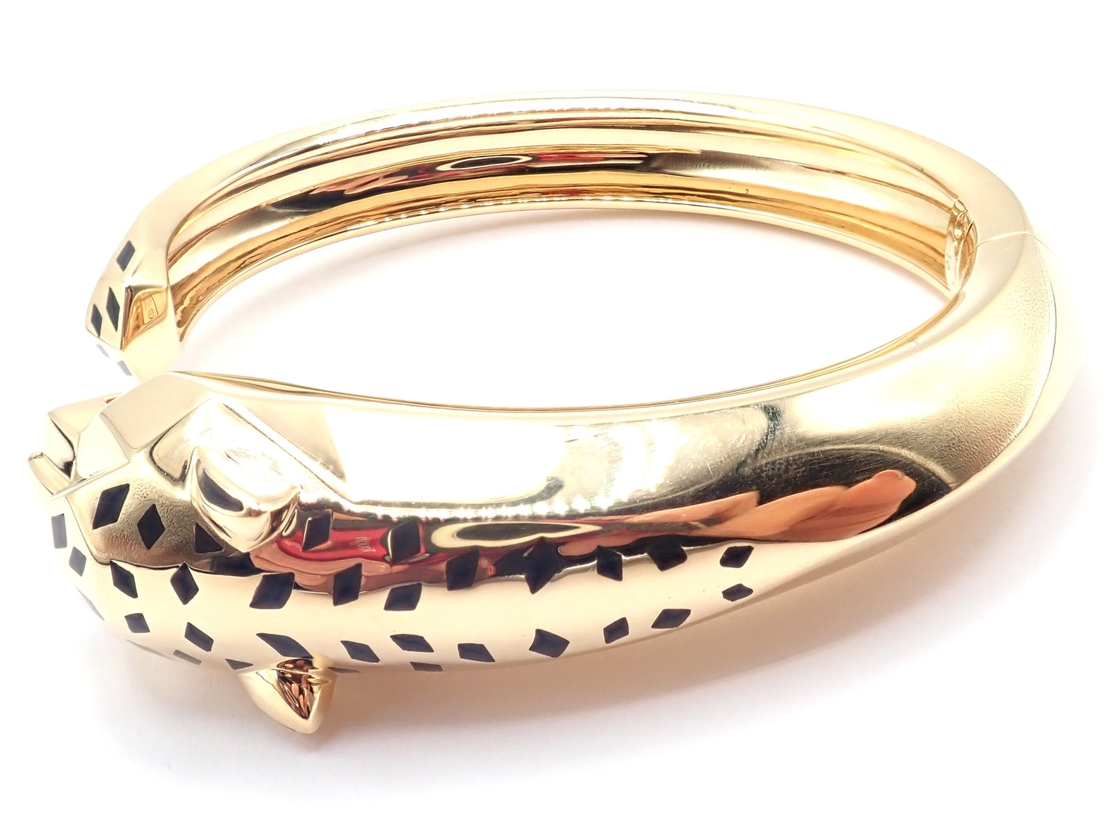 Authentic! Cartier Panther Panthere 18k Yellow Gold Bangle Bracelet Size 16 Cert | Fortrove