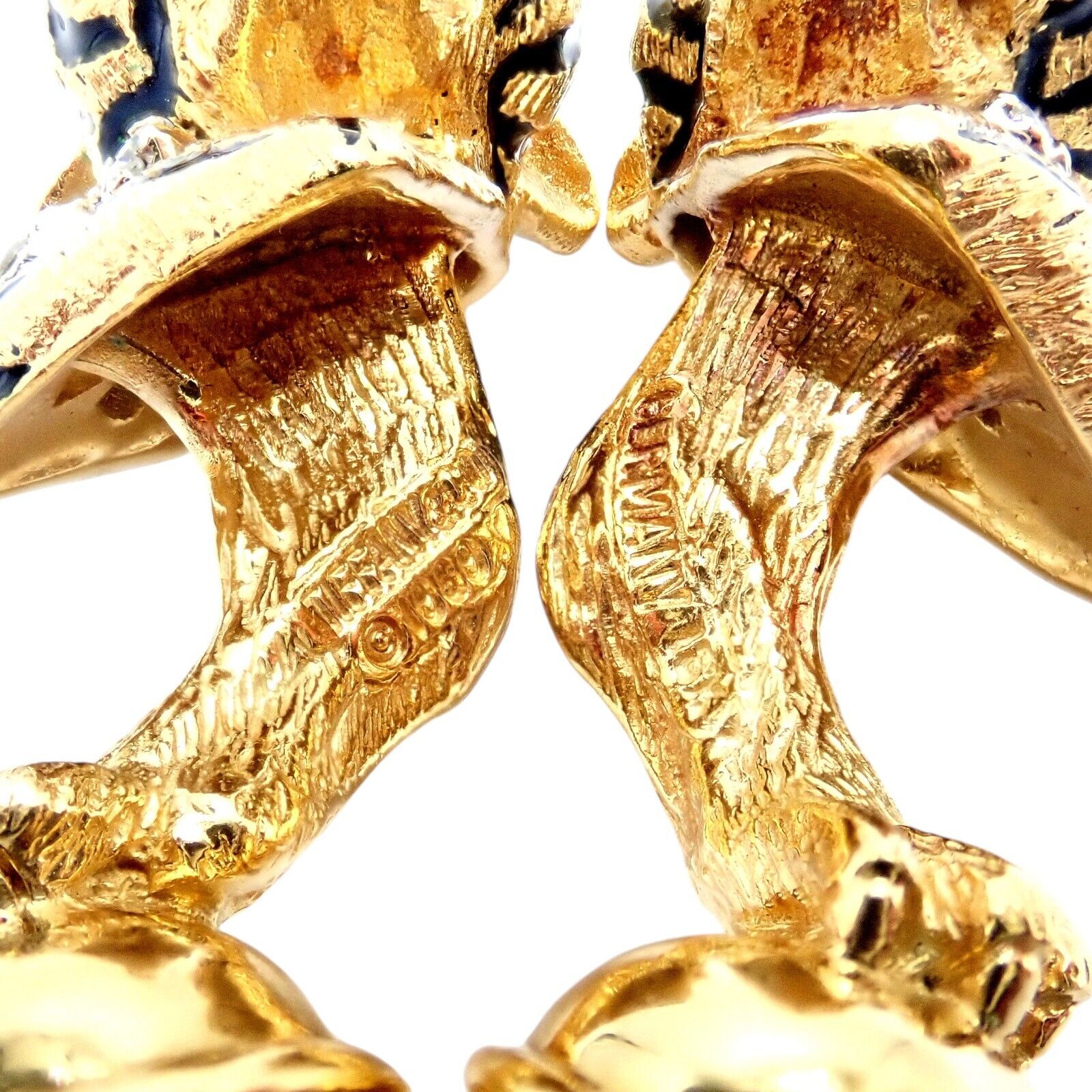 Rare! Tiffany & Co. 18k Yellow Gold Diamond Bengal Tiger Germany 1989 Cufflinks | Fortrove