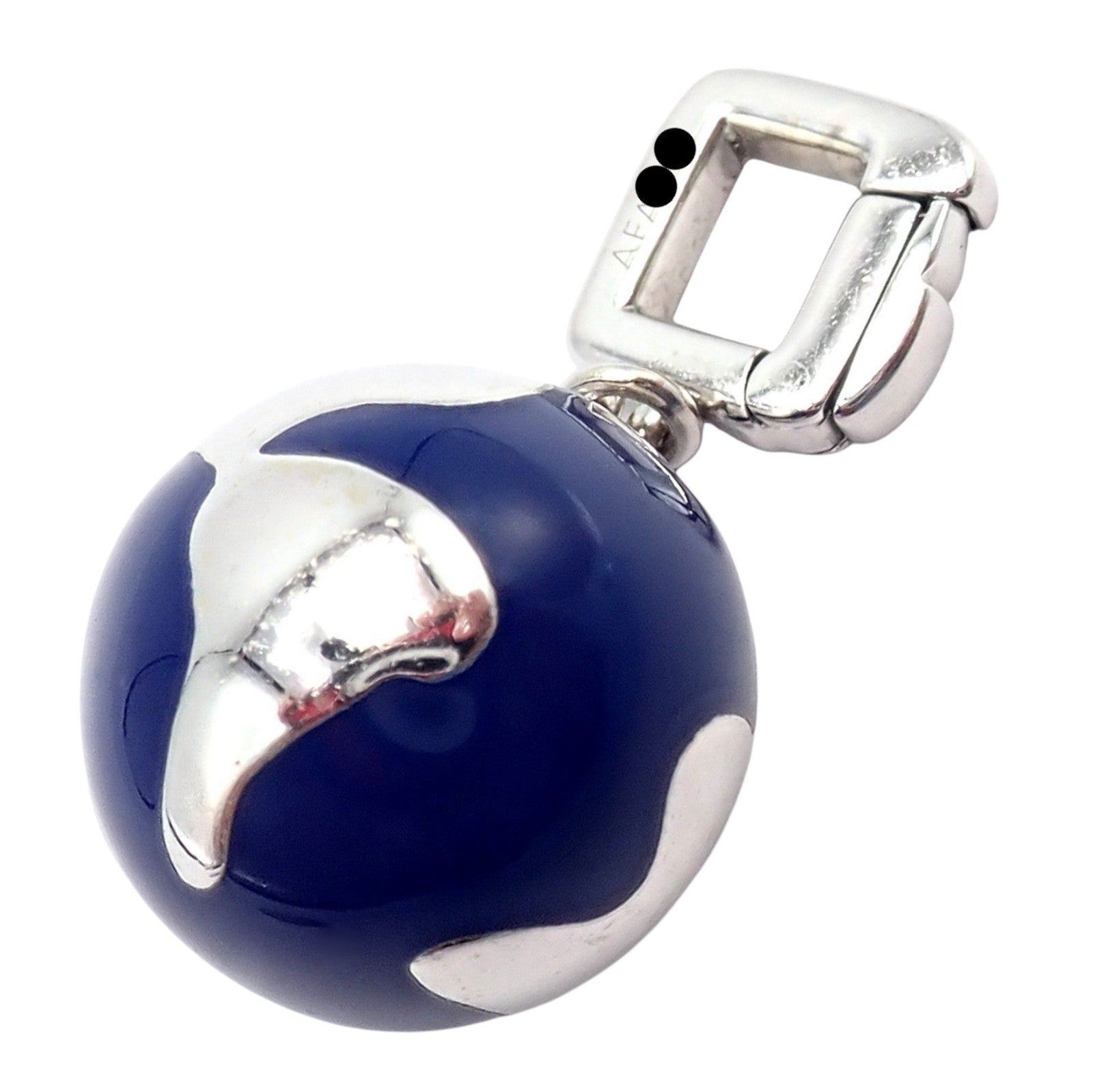 Vintage Louis Vuitton 18k White Gold Enamel Globe World Diamond Charm Pendant | Fortrove