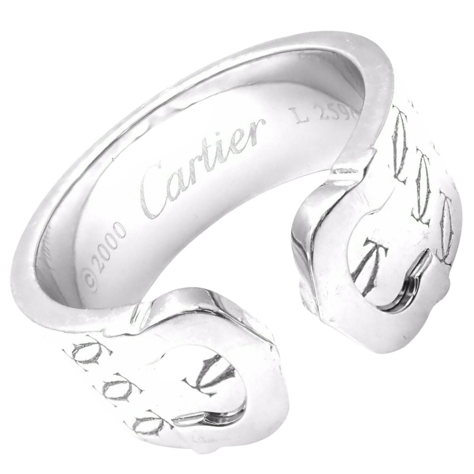 Cartier Jewelry & Watches:Fine Jewelry:Rings Authentic! Cartier Logo 18k White Gold Double C Motif Monogram Band Ring Sz 6.25