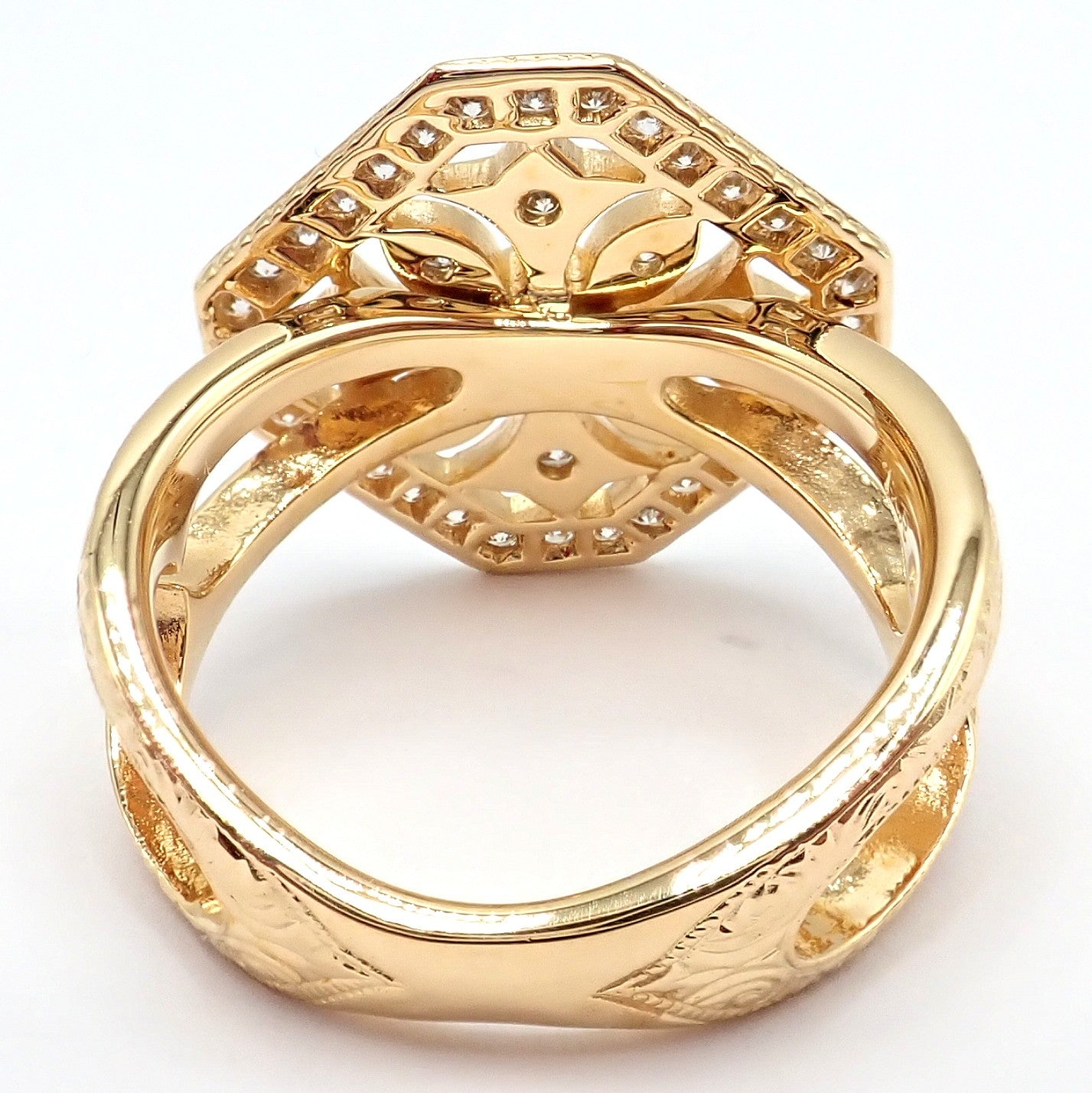 Authentic Loree Rodkin 18k Yellow Gold Diamond Gothic Cross Ring