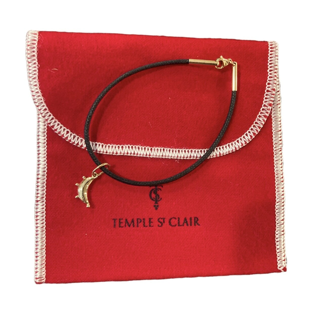 Temple St Clair 18k Crescent Moon Charm Cord Bracelet | Fortrove