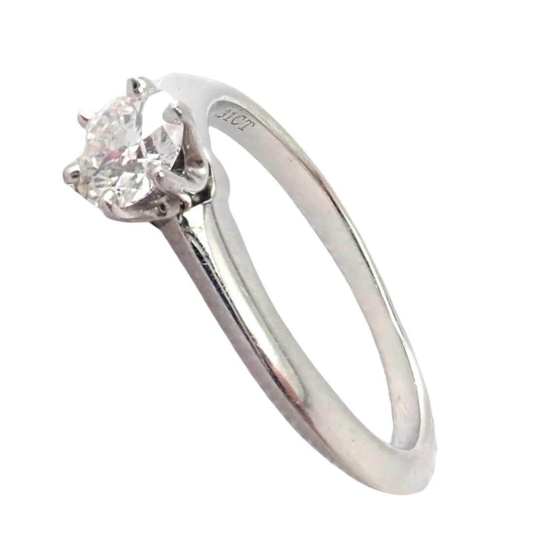 Authentic Tiffany & Co. Platinum 0.31ct Diamond G/VS1 Engagement Ring 4.25 Cert | Fortrove