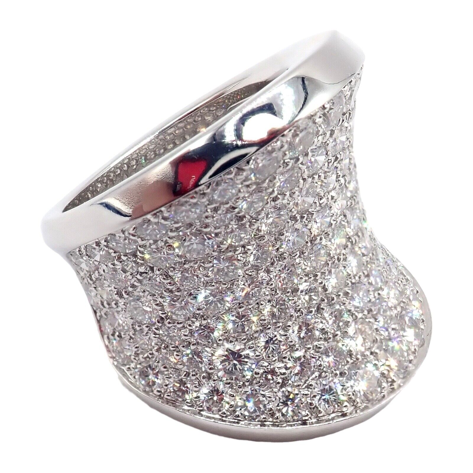 Authentic! Cartier Chalice 18k White Gold Diamond Large Ring Paper | Fortrove