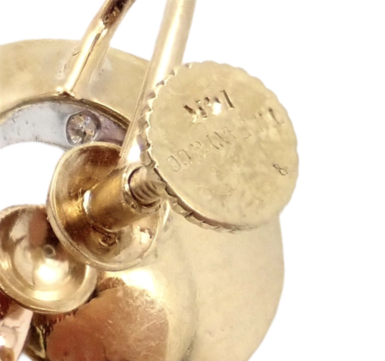 Rare Vintage Tiffany & Co 14k Yellow Rose Gold Diamond Screwback Earrings | Fortrove