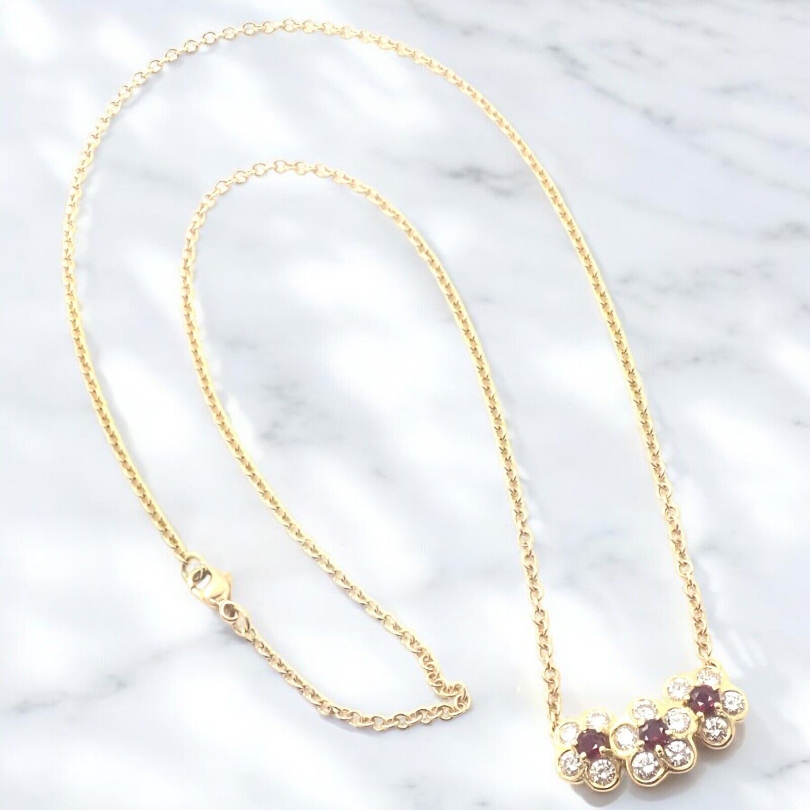 Van Cleef & Arpels Jewelry & Watches:Fine Jewelry:Necklaces & Pendants Authentic! Van Cleef & Arpels 18k Yellow Gold Ruby Diamond Fleurette Necklace