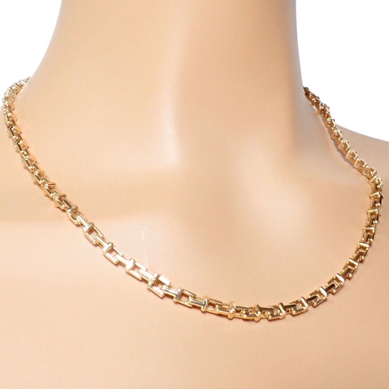 Authentic! Tiffany & Co 18k Rose Gold T Chain Link Long Necklace