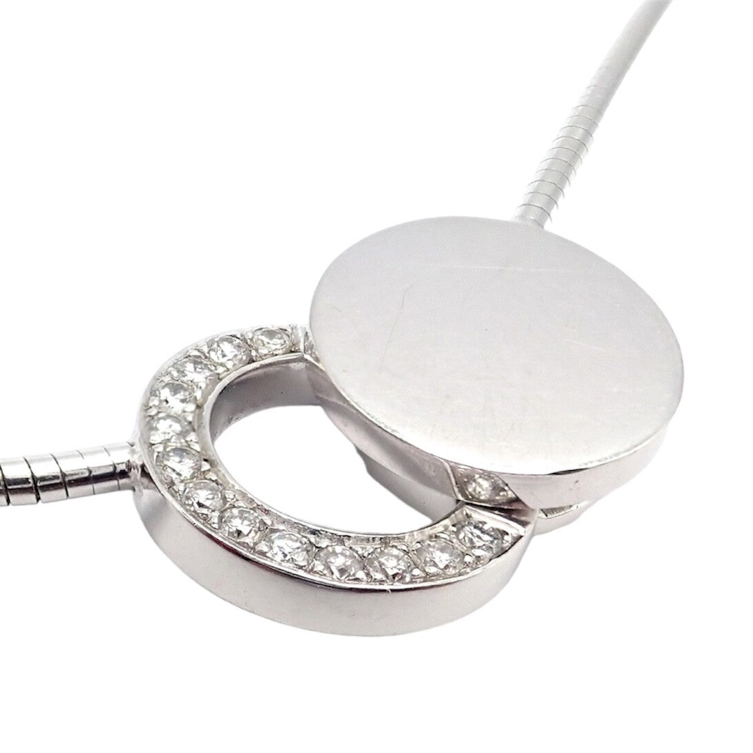 Rare! Authentic Modernist Dinh Van 18k White Gold Diamond Ombre De Lune Necklace | Fortrove