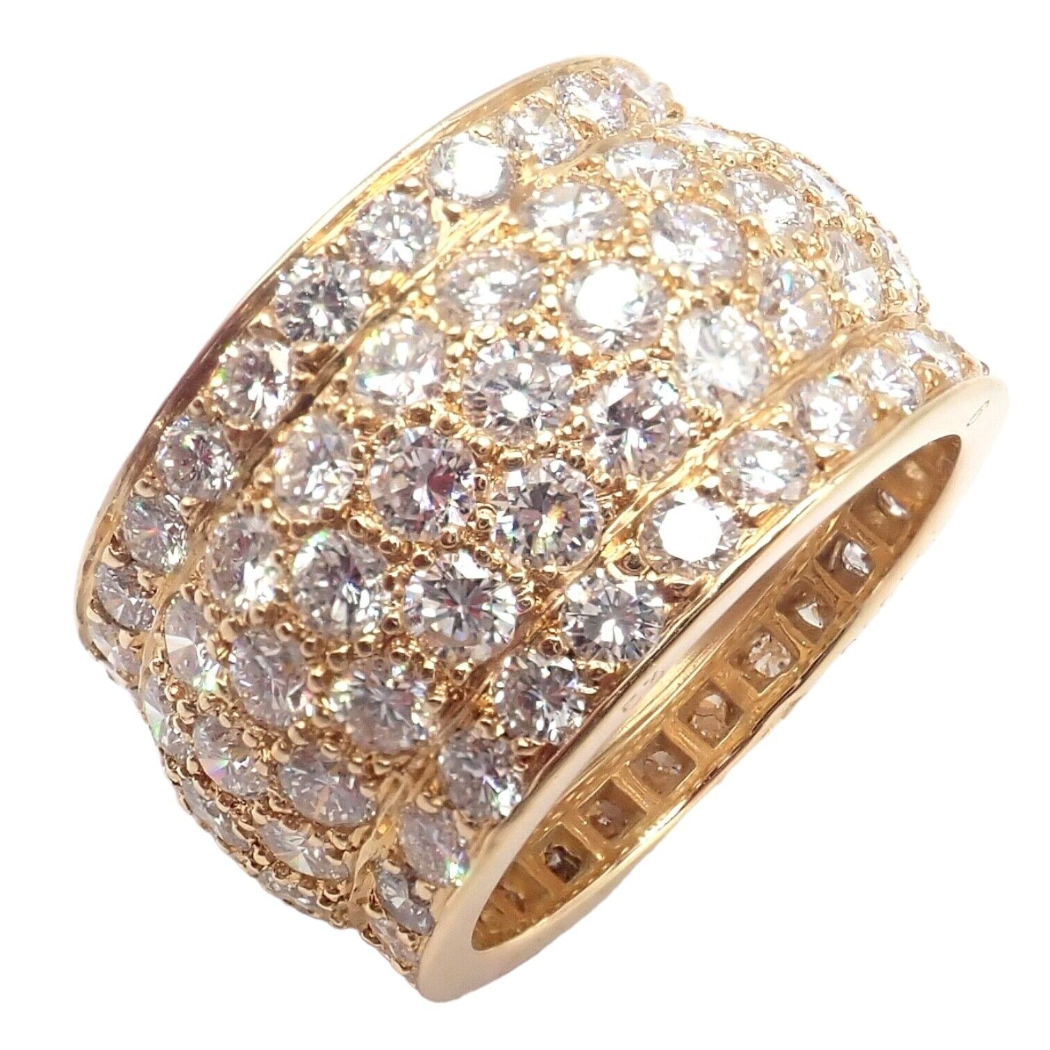 Authentic! Cartier Nigeria 18k Yellow Gold Diamond Wide Band Ring Size 53 | Fortrove