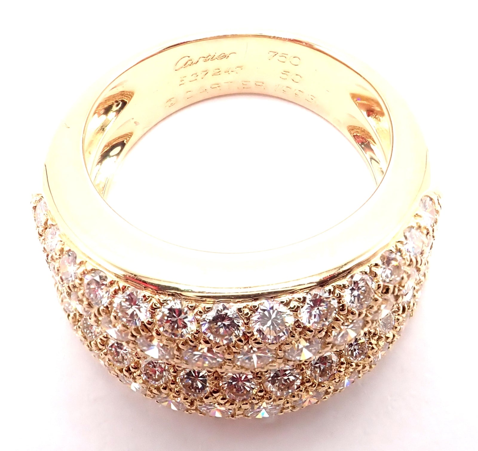 Cartier Jewelry & Watches:Fine Jewelry:Rings Authentic! Cartier 18k Yellow Gold Double Pave Diamond Band Ring 1993