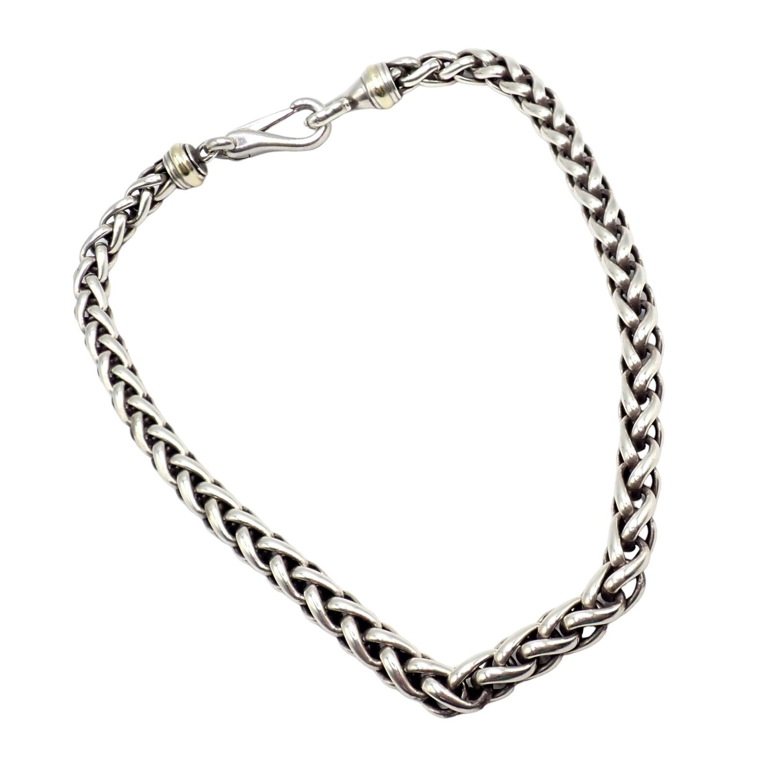 David Yurman Jewelry & Watches:Fine Jewelry:Necklaces & Pendants David Yurman DY Sterling Silver 14k Yellow Gold Wheat 8.5mm Chain Necklace 16"