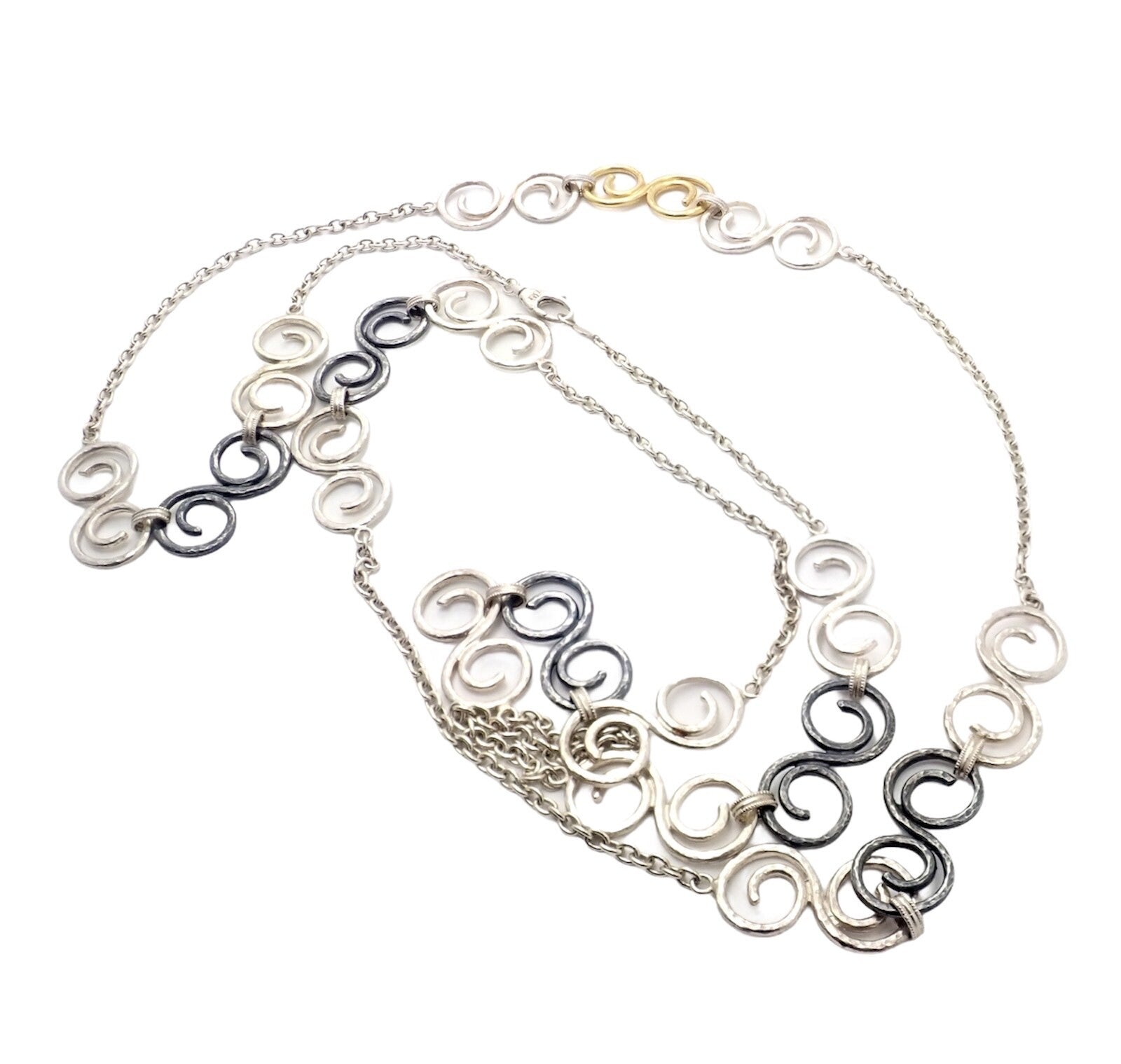 Authentic Gurhan 24k Yellow Gold Sterling Silver Long Curl Necklace 46" | Fortrove