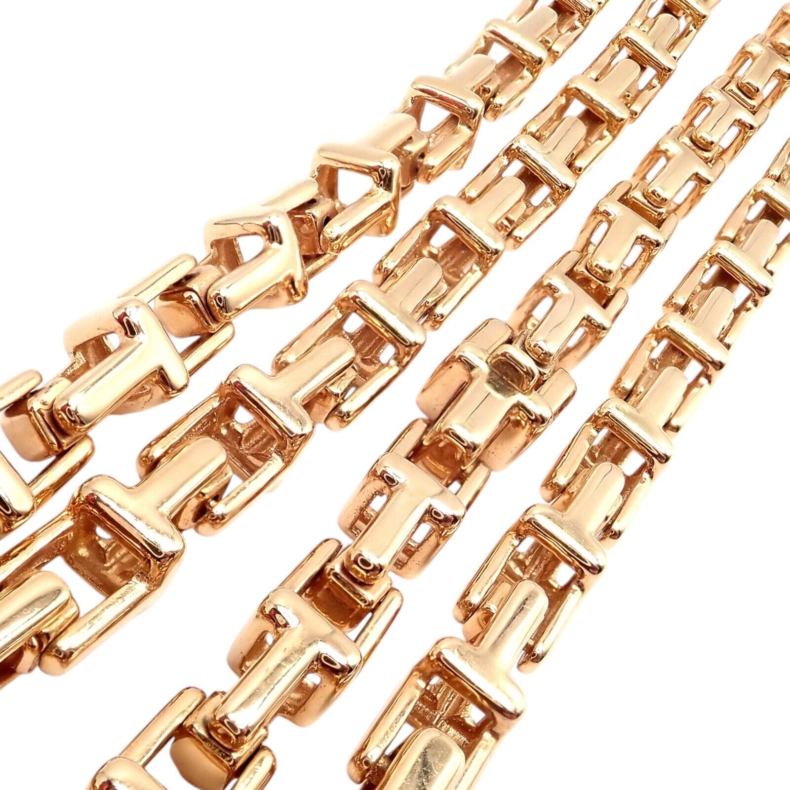 Authentic! Tiffany & Co 18k Rose Gold T Chain Link Long Necklace 20.5" | Fortrove