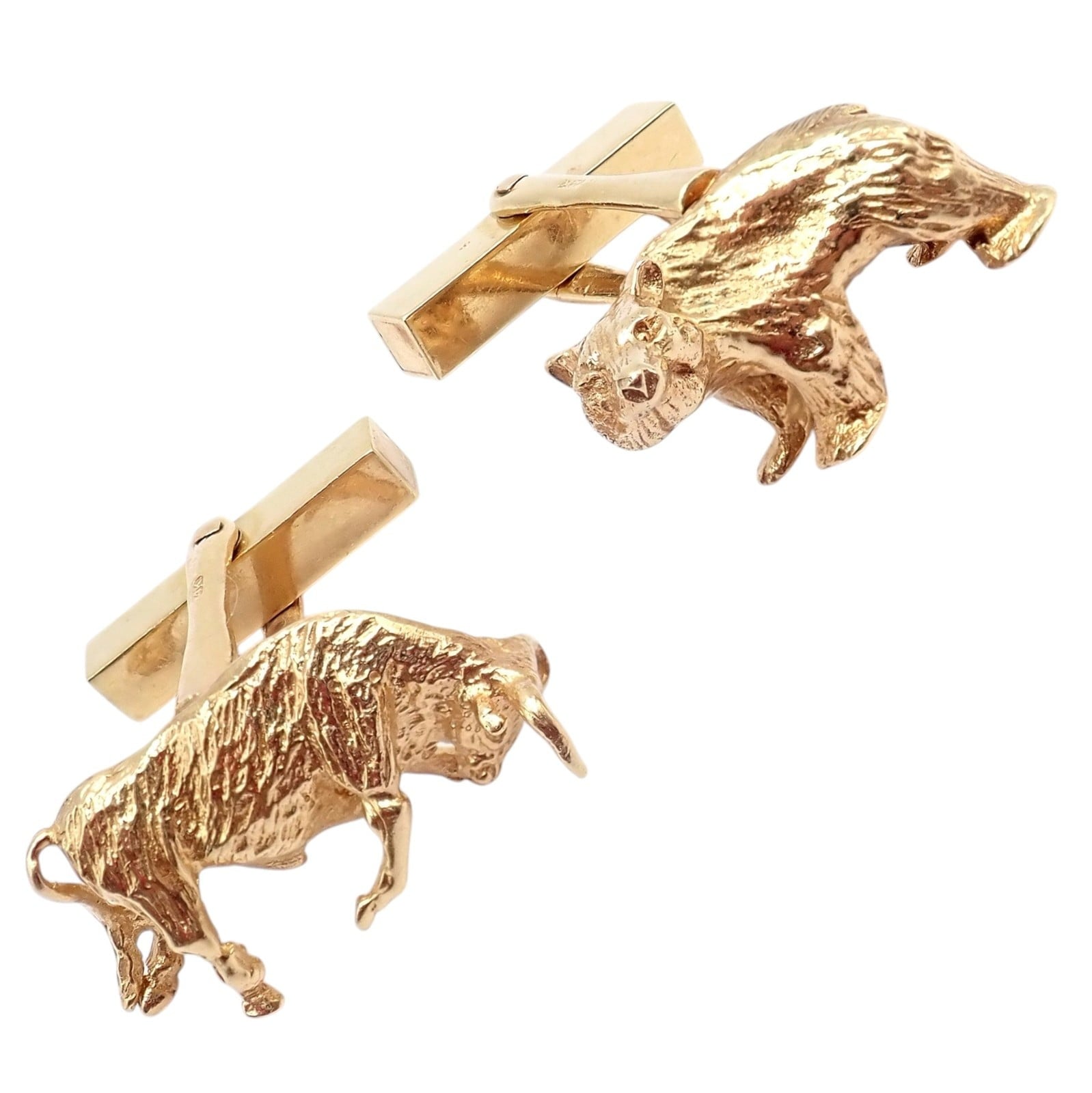 Tiffany & Co. Jewelry & Watches:Men's Jewelry:Cufflinks Rare! Vintage Tiffany & Co. 14k Yellow Gold Stock Market Bull Bear Cufflinks