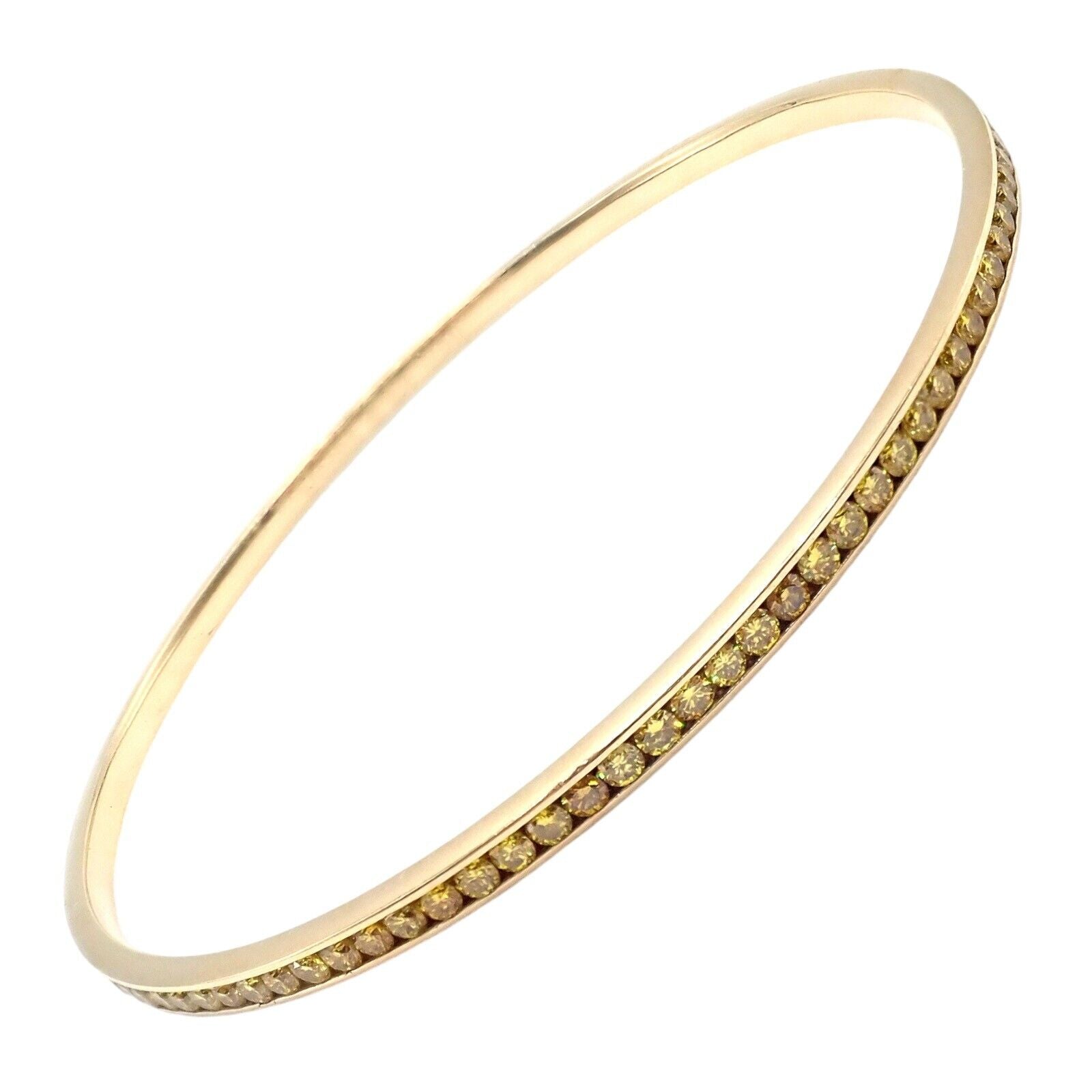 Authentic! Jacob & Co 18k Yellow Gold Full 3.5ctw Diamond Bangle Bracelet | Fortrove