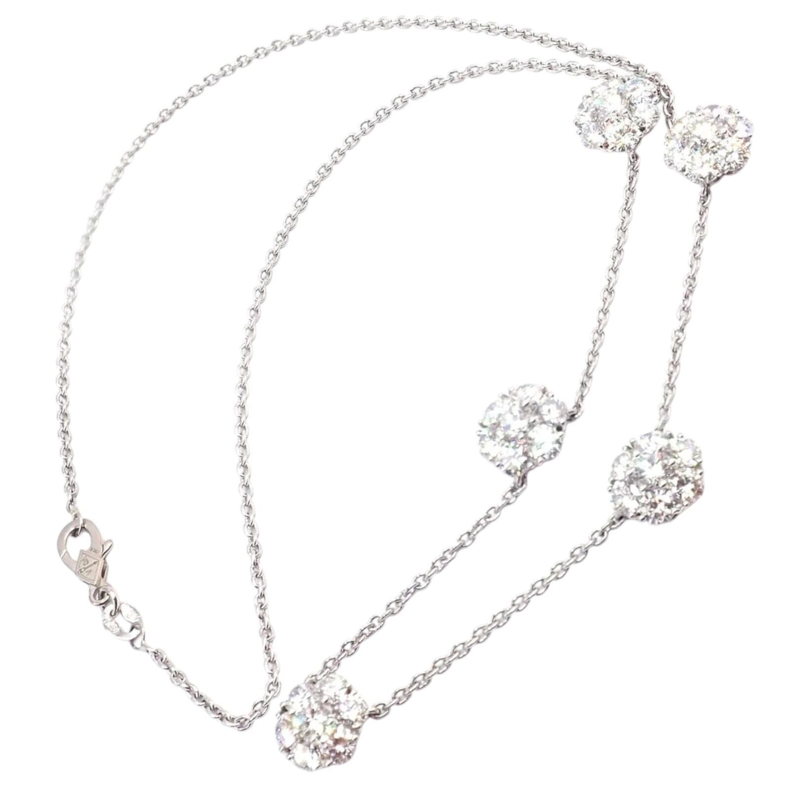 Van Cleef & Arpels Platinum Diamond Five Flower Fleurette Necklace Paper | Fortrove