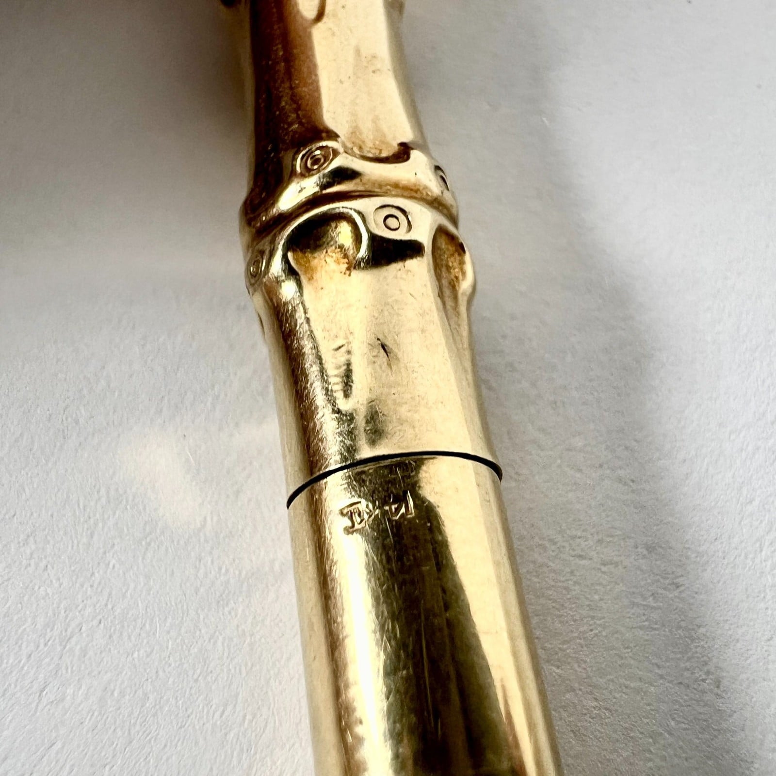 Louis Tamis Collectibles:Pens & Writing Instruments:Pens:Ballpoint Pens:Other Collectible Ballpoint Vintage 1940's Louis Tamis Bamboo Pen 14K Solid Yellow Gold