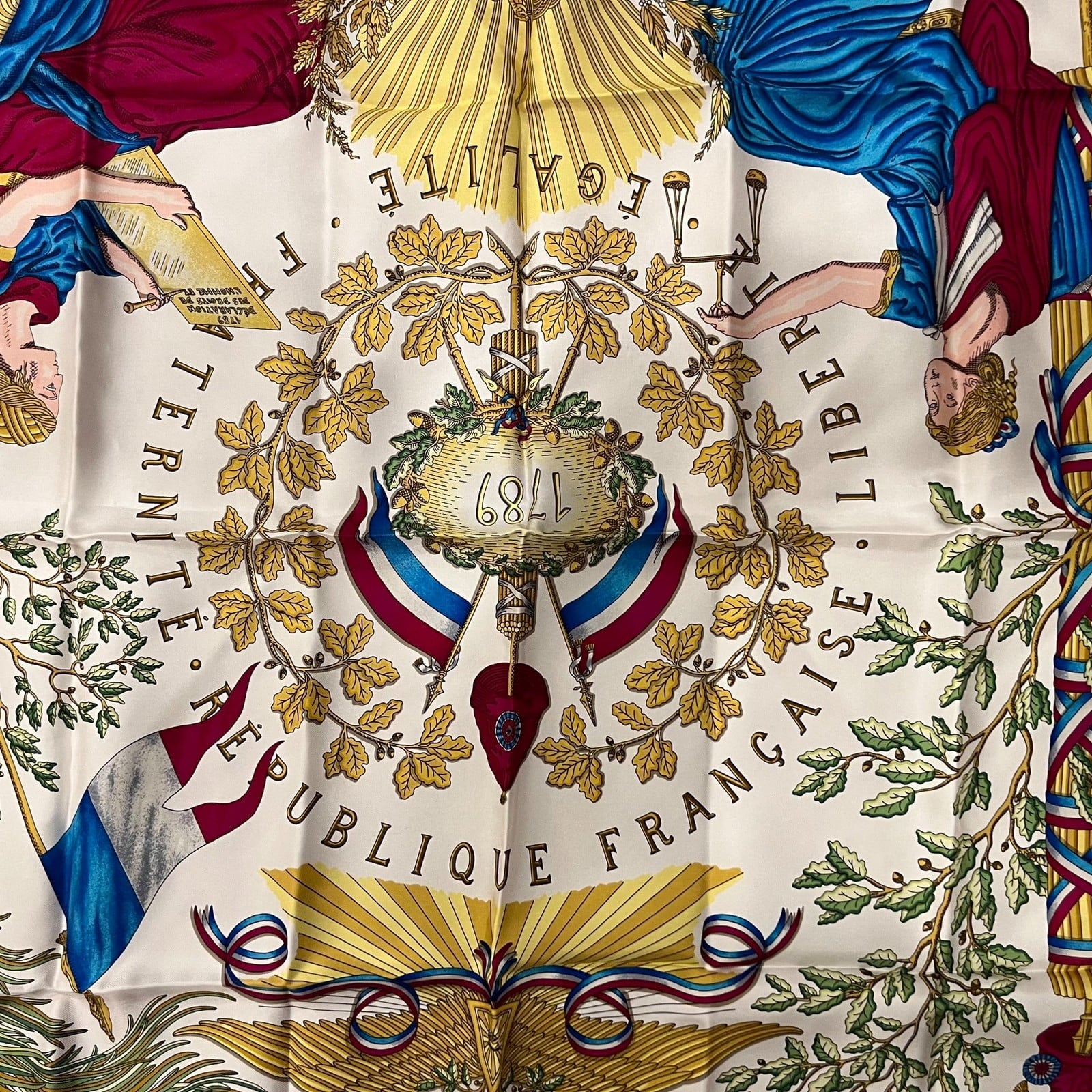 Hermes Clothing, Shoes & Accessories:Women:Women's Accessories:Scarves & Wraps Authentic Hermès “République Française” 90 cm Silk Scarf