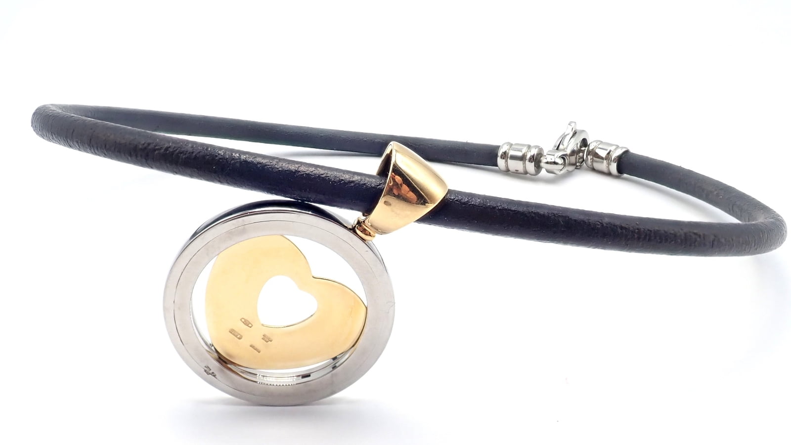 Bulgari Jewelry & Watches:Fine Jewelry:Necklaces & Pendants Authentic! Bvlgari Bulgari Tondo 18k Yellow Gold Steel Heart Pendant Necklace