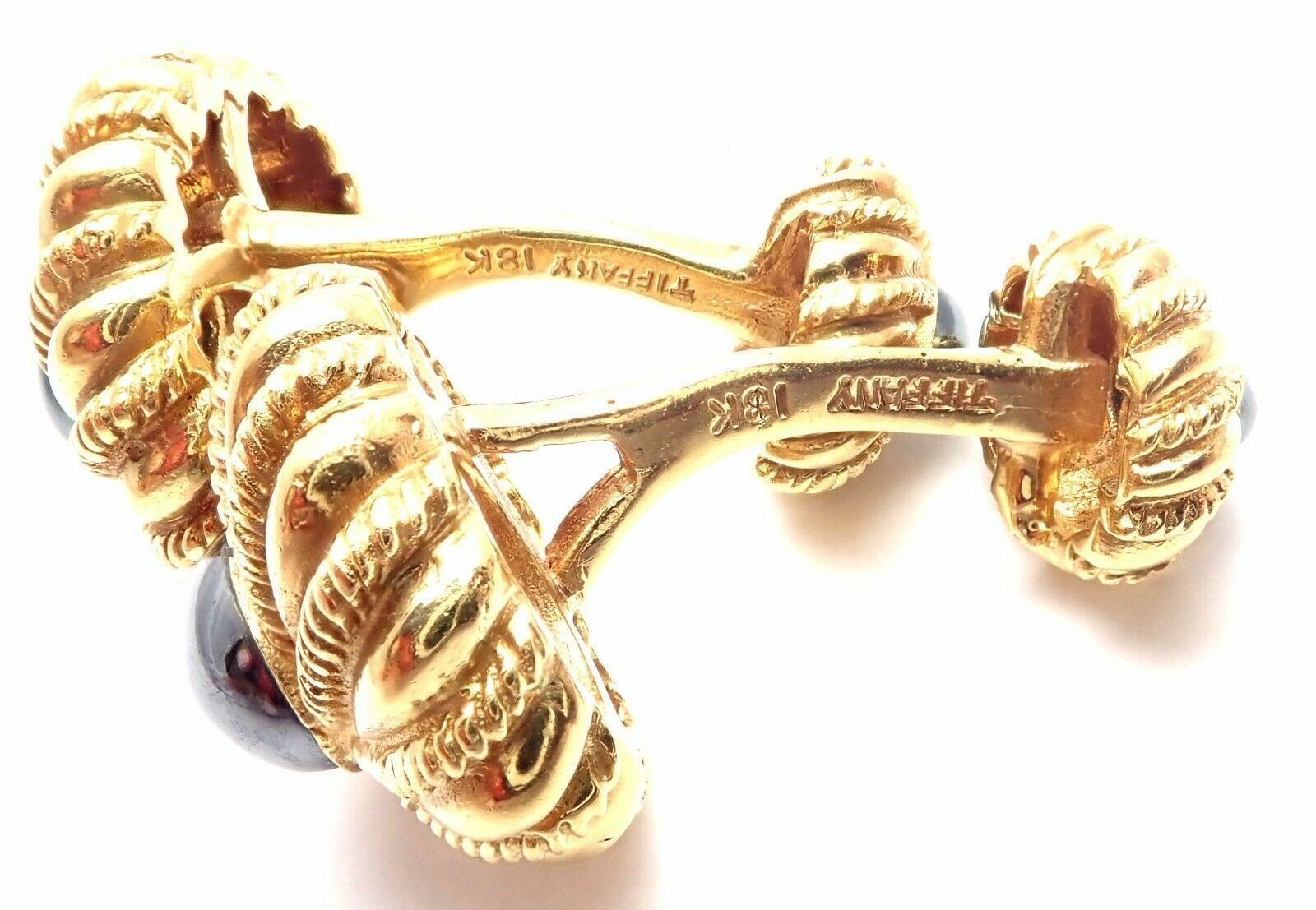 Tiffany & Co. Jewelry & Watches:Men's Jewelry:Cufflinks Authentic! Tiffany & Co Jean Schlumberger 18k Yellow Gold Hematite Cufflinks