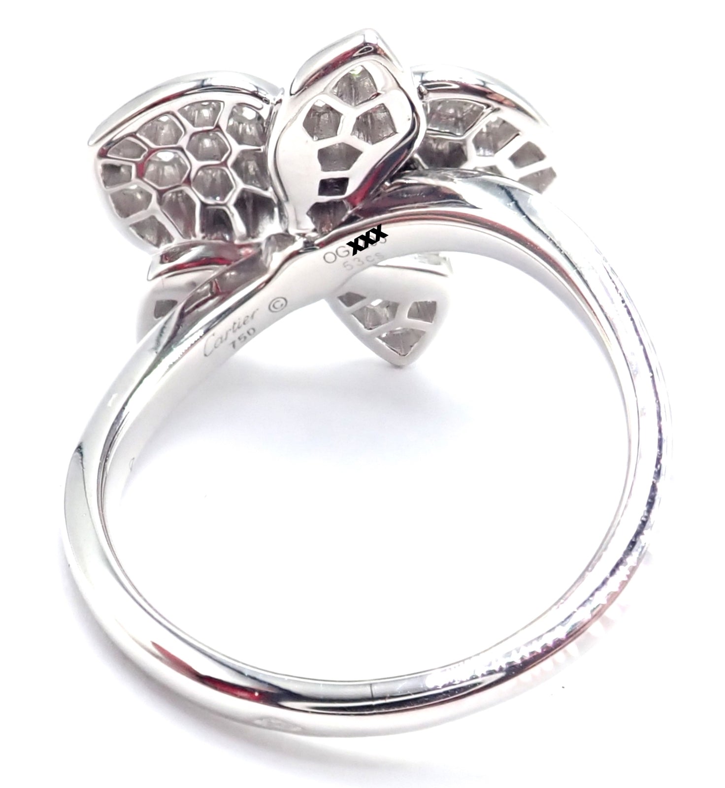 Authentic! Cartier Caresse D'orchidées Orchid Flower 18k White Gold Diamond Ring | Fortrove