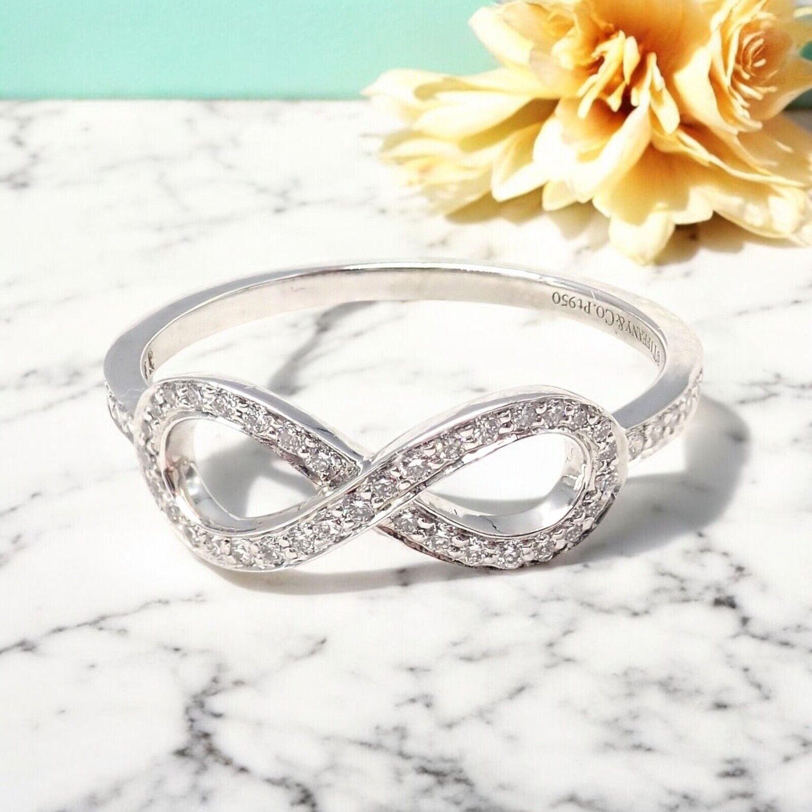 Tiffany & Co. Jewelry & Watches:Vintage & Antique Jewelry:Rings Tiffany & Co Platinum 0.12ct Diamond Infinity Stacking Ring sz 6.5