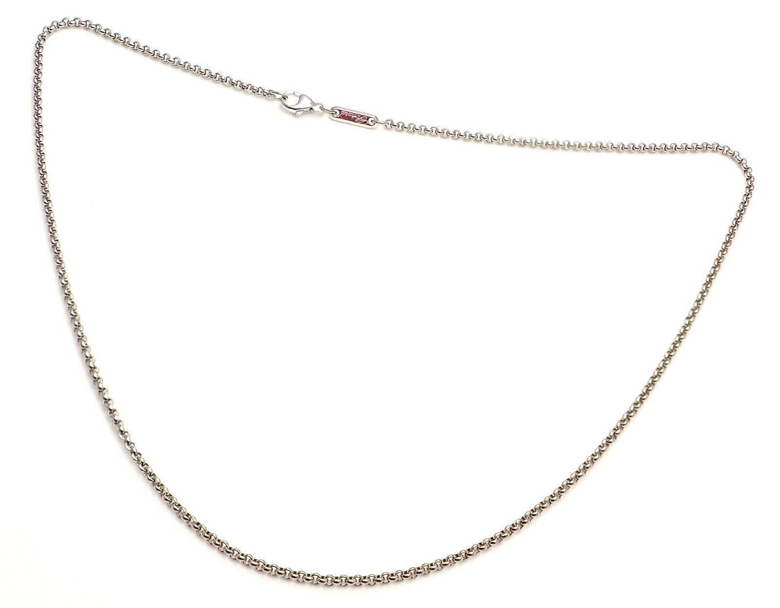 Authentic Chopard 18k White Gold Simple Chain Necklace 16.75" | Fortrove