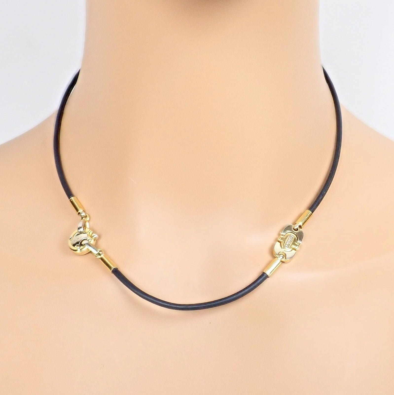 Authentic! Baraka 18k Yellow + White Gold Rubber Wrap Necklace 17" | Fortrove