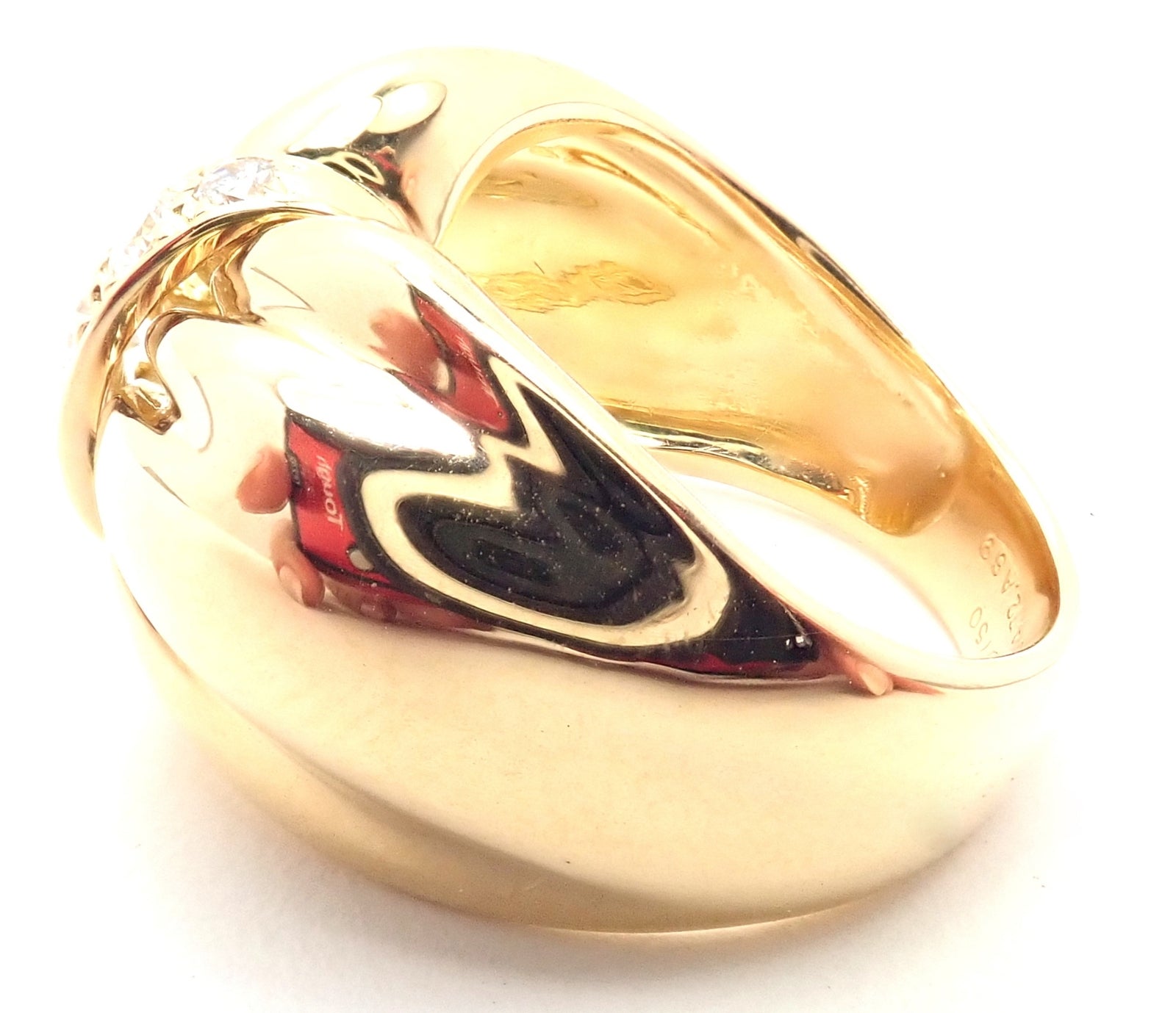 Rare! Authentic Van Cleef & Arpels 18k Yellow Gold Diamond Bow Design Band Ring | Fortrove