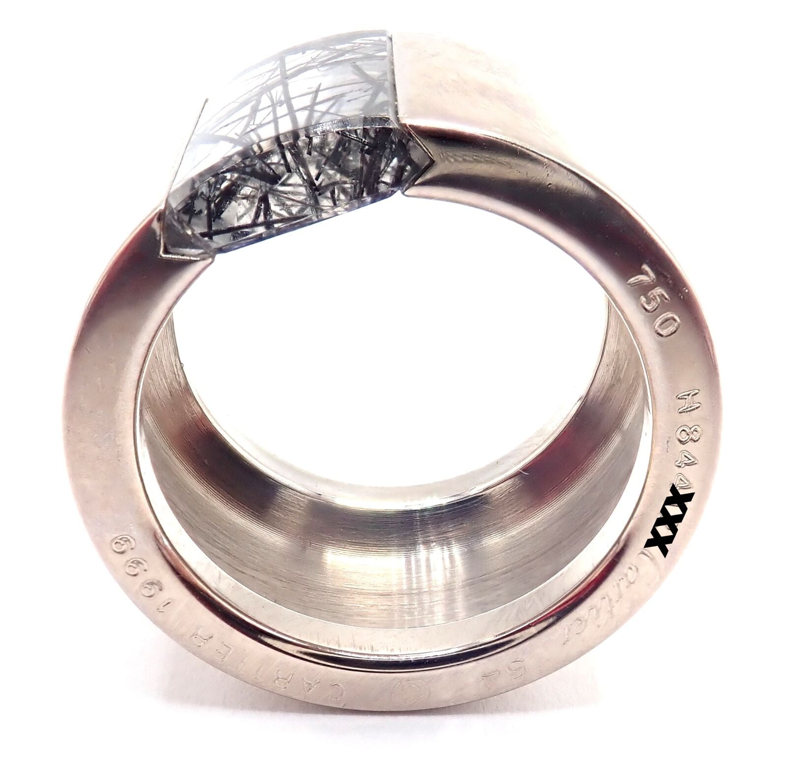 Cartier Jewelry & Watches:Fine Jewelry:Rings Authentic! Cartier 18k White Gold Rutilated Quartz Wide Band Ring Size 54