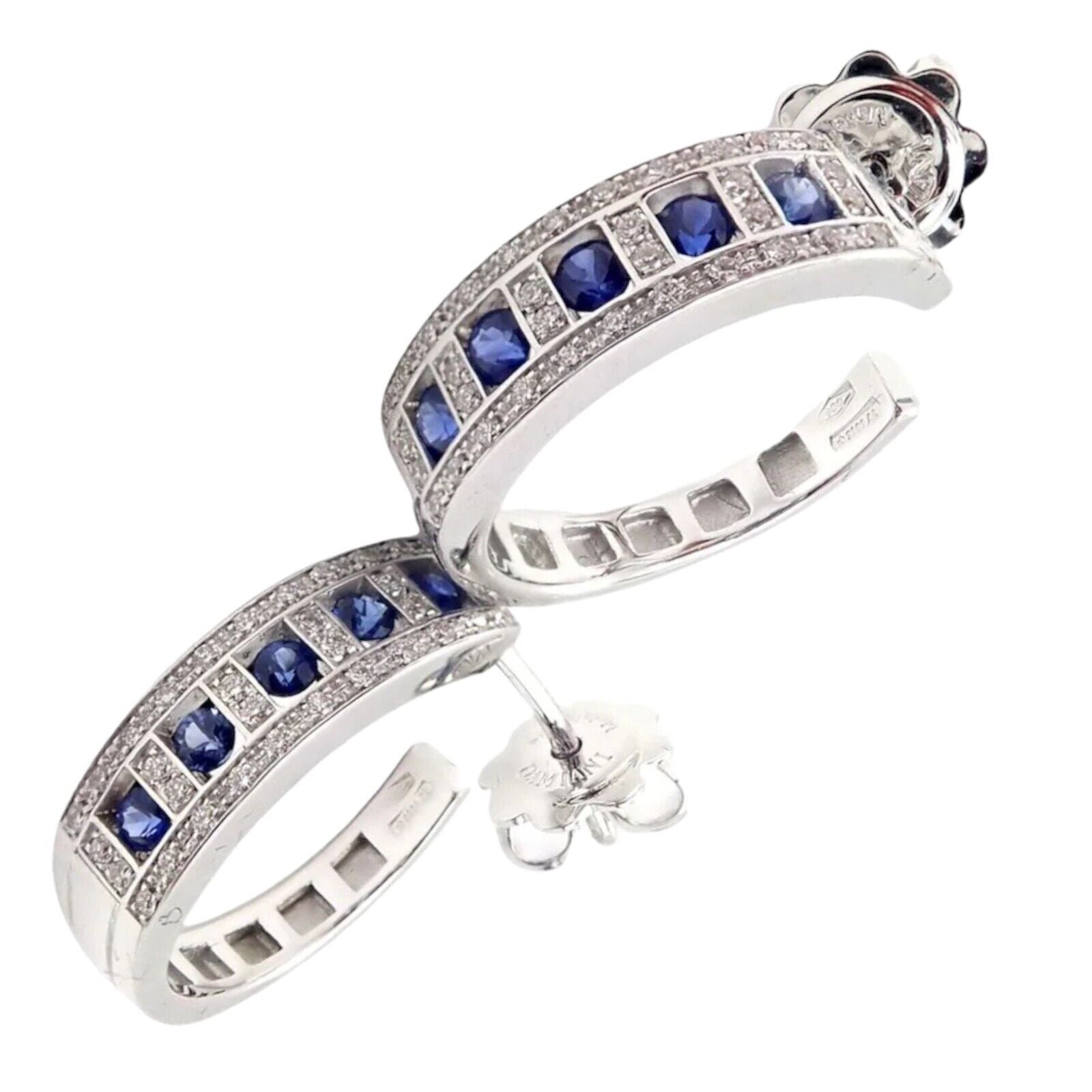 New Authentic! Damiani 18k White Gold Diamond Sapphire Belle Epoque Earrings | Fortrove