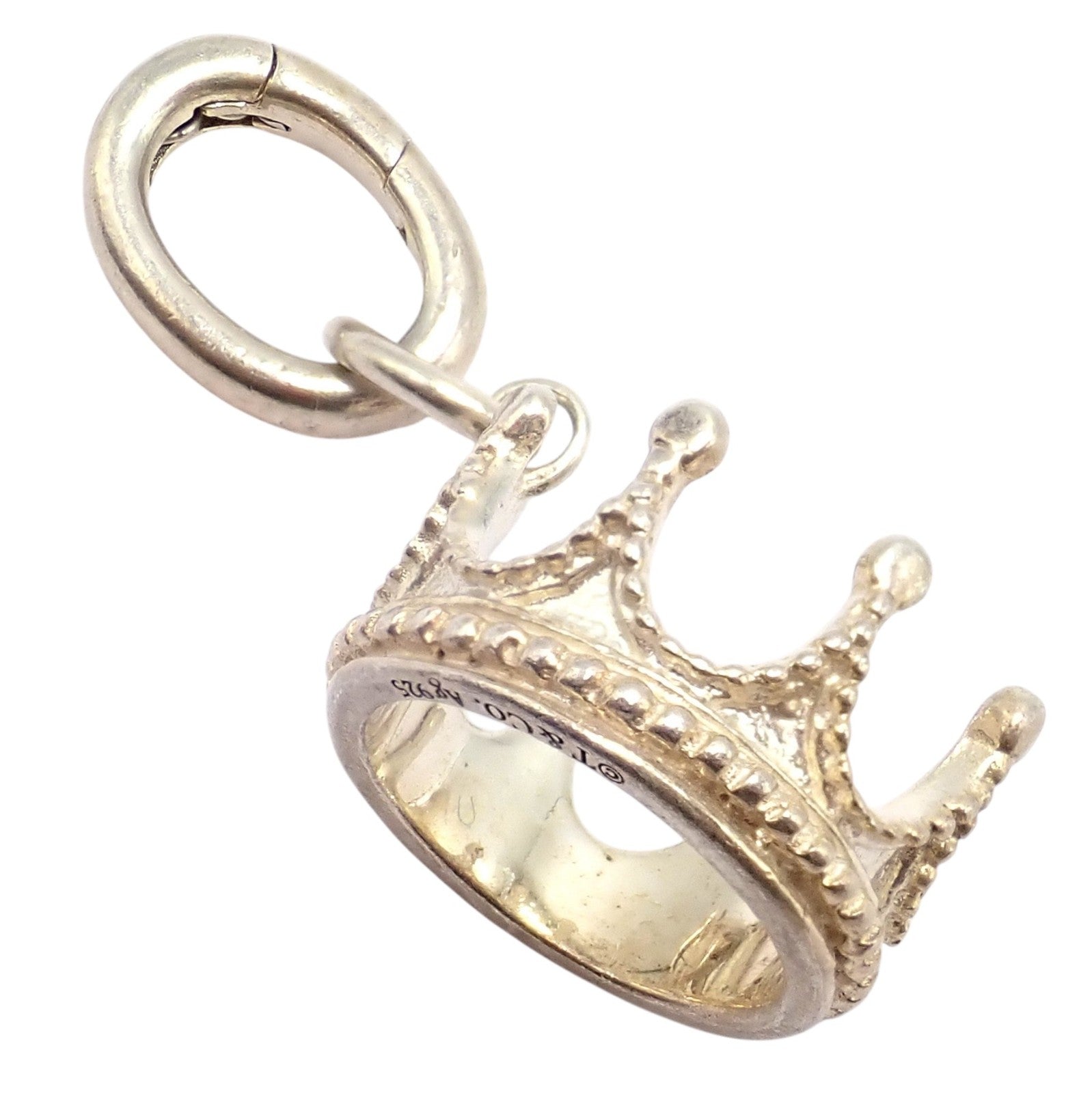 Tiffany & Co. Princess Crown Silver Charm Pendant + Oval Jump Ring Clasp | Fortrove
