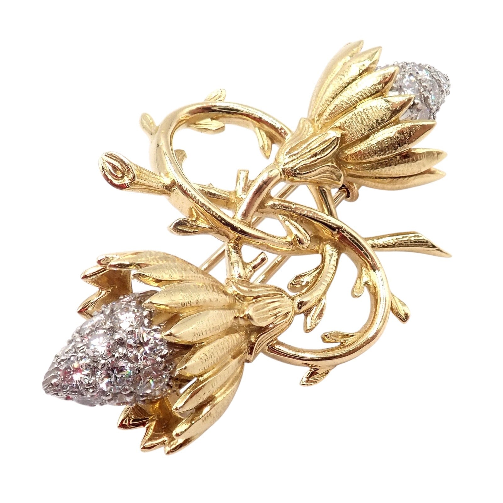 Jean Schlumberger for Tiffany & Co Jewelry & Watches:Fine Jewelry:Brooches & Pins Authentic! Tiffany & Co Schlumberger 18k Yellow Gold Platinum Diamond Pin Brooch
