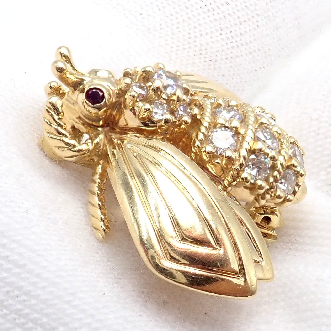 Tiffany & Co. Jewelry & Watches:Fine Jewelry:Brooches & Pins Authentic! Tiffany & Co 18k Yellow Gold Bee Fly Insect Diamond Pin Brooch