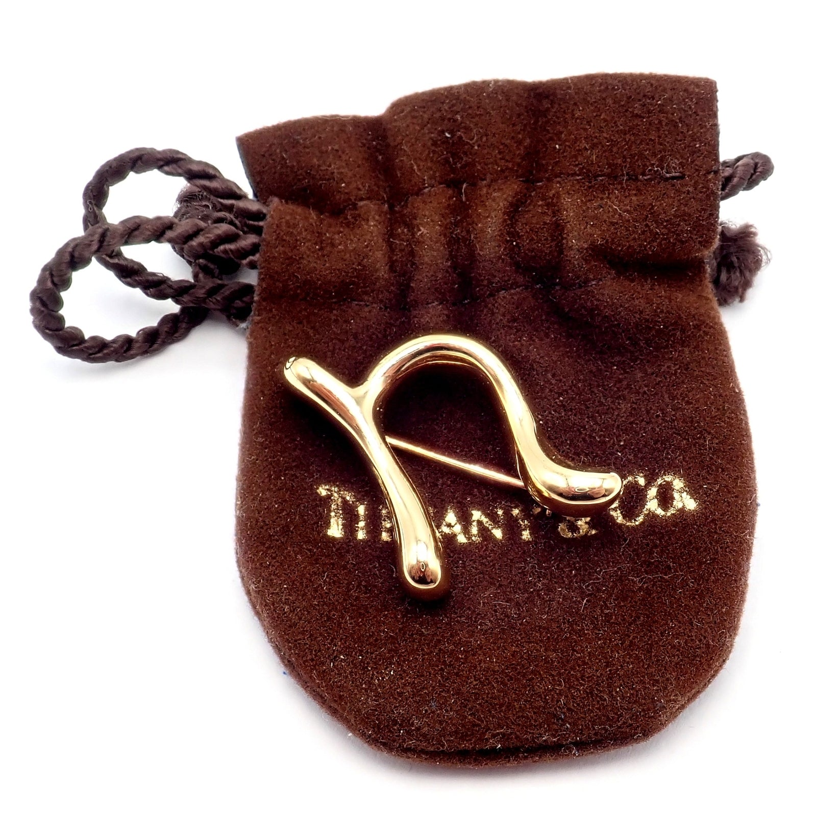 Tiffany & Co. Jewelry & Watches:Fine Jewelry:Brooches & Pins Authentic! Tiffany & Co Peretti 18k Yellow Gold Initial N Pin Brooch 1983