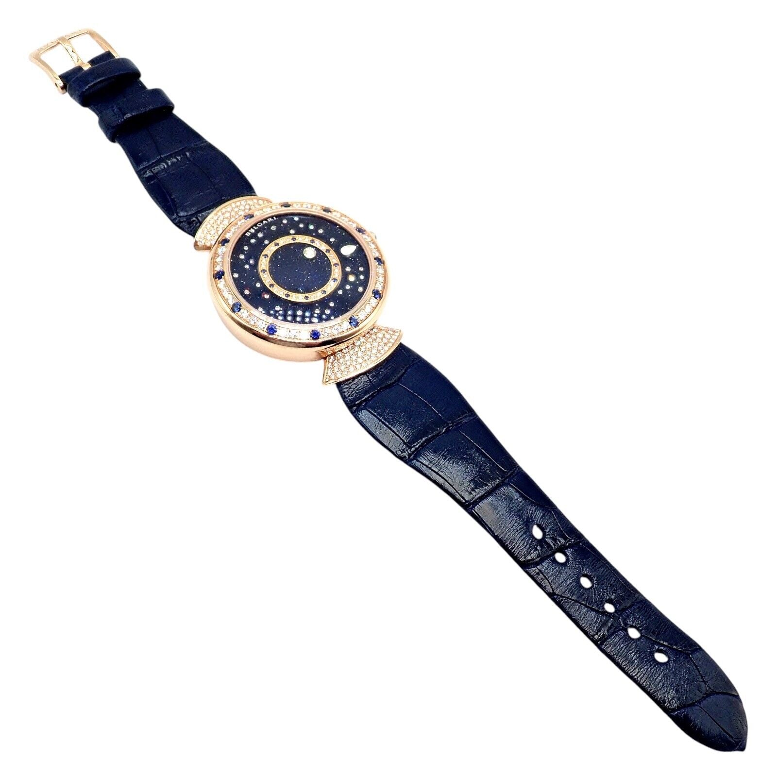 Bulgari 18k Rose Gold Diamond Sapphire Divas Dream Automatic Roman Night Watch | Fortrove