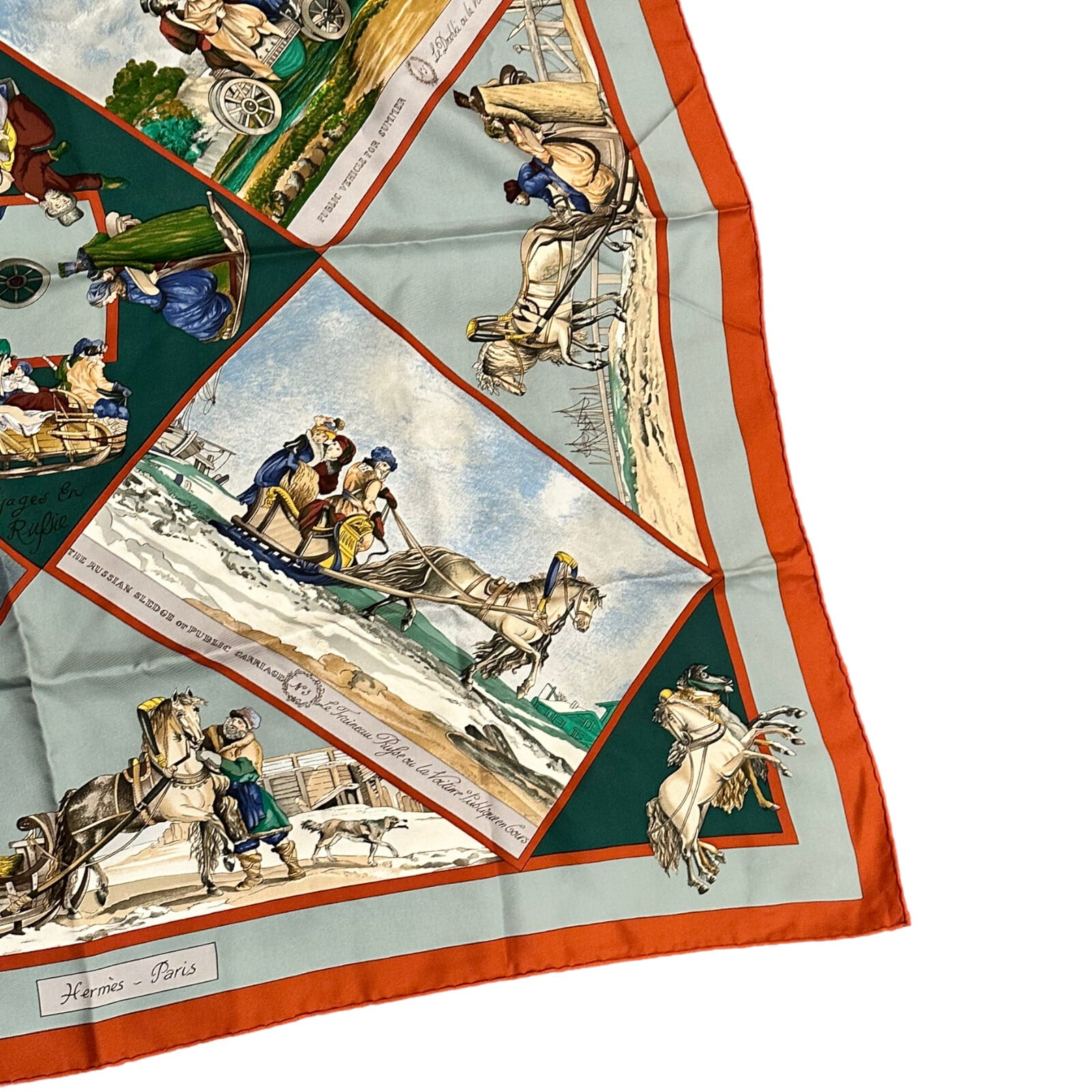 Hermes Clothing, Shoes & Accessories:Women:Women's Accessories:Scarves & Wraps Authentic! Hermes A Walk Voyages en Russie Russia Loic Dubigeon 90cm Silk Scarf