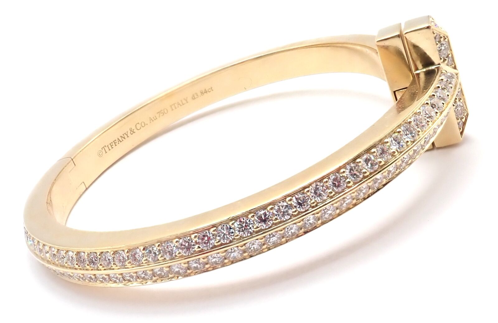 Tiffany & Co. Jewelry & Watches:Fine Jewelry:Bracelets & Charms Authentic! Tiffany & Co 18k Yellow Gold Diamond T1 Wide Hinged Bangle Bracelet