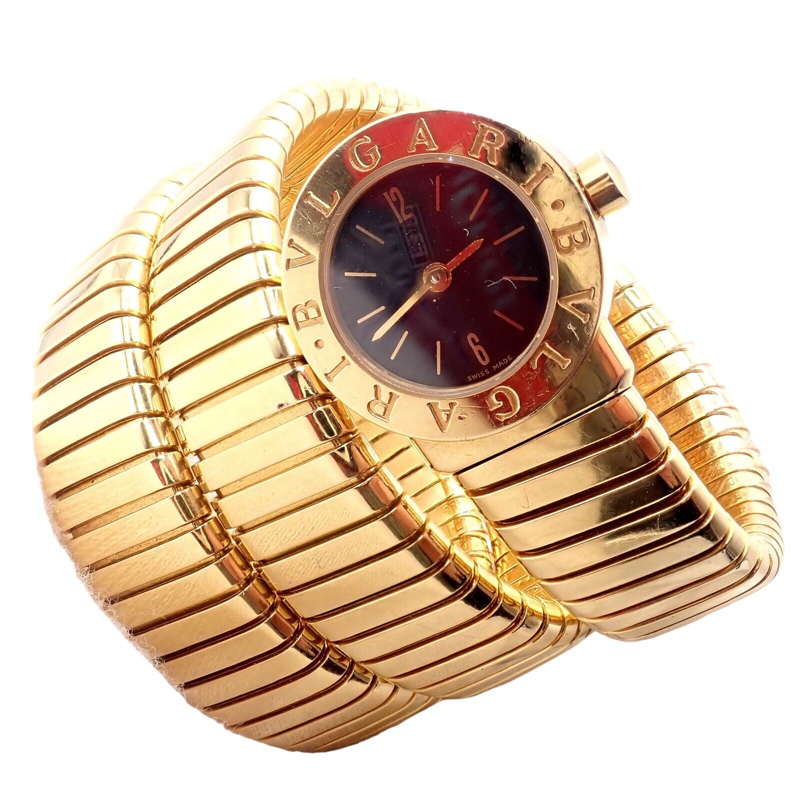 Bulgari Jewelry & Watches:Watches, Parts & Accessories:Watches:Wristwatches Authentic! Bulgari 18k Yellow Gold Tubogas Serpent Snake Bracelet Watch + Cert