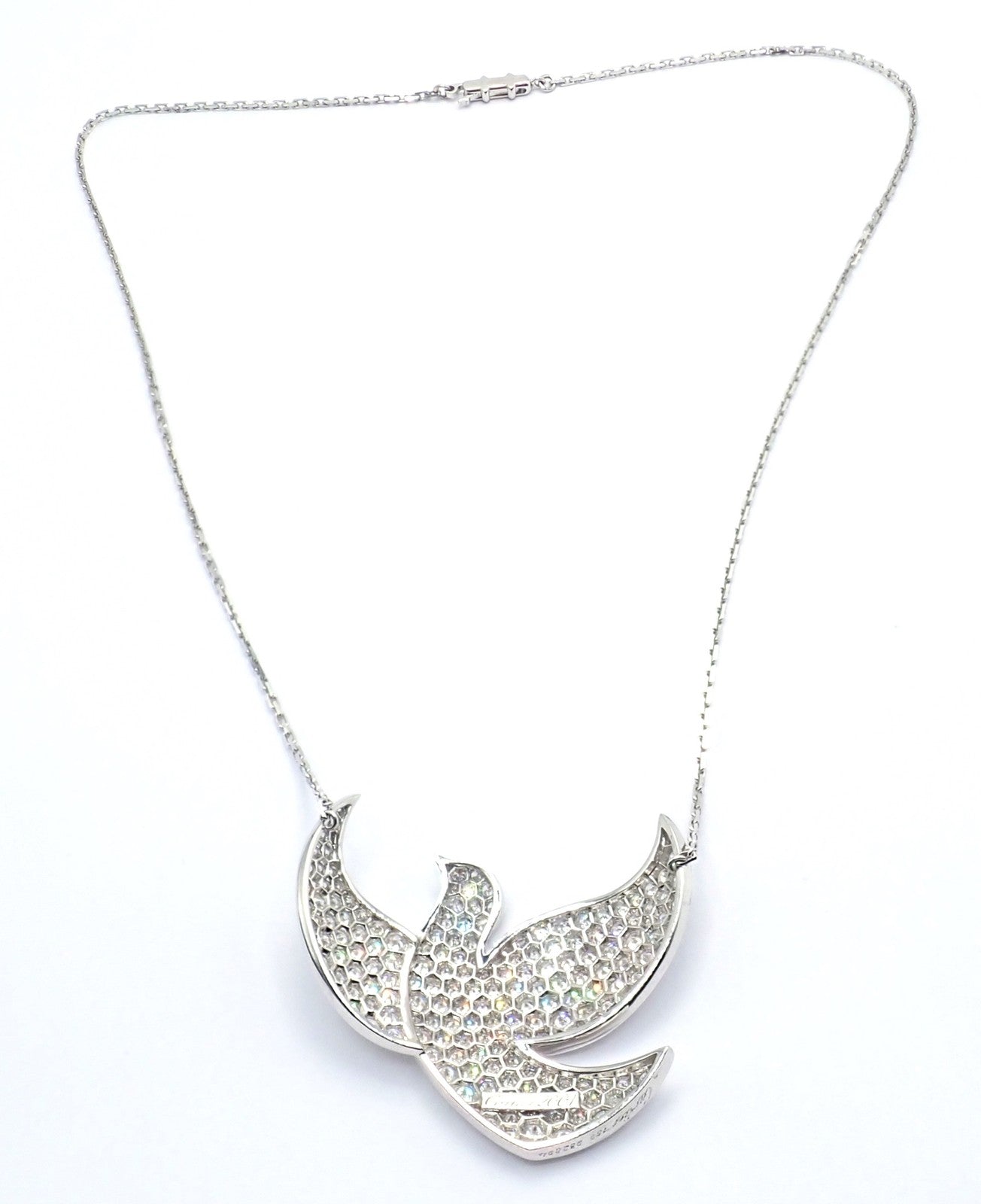 Authentic! Cartier Colombe Dove Of Peace 18k White Gold Diamond Necklace Paper | Fortrove